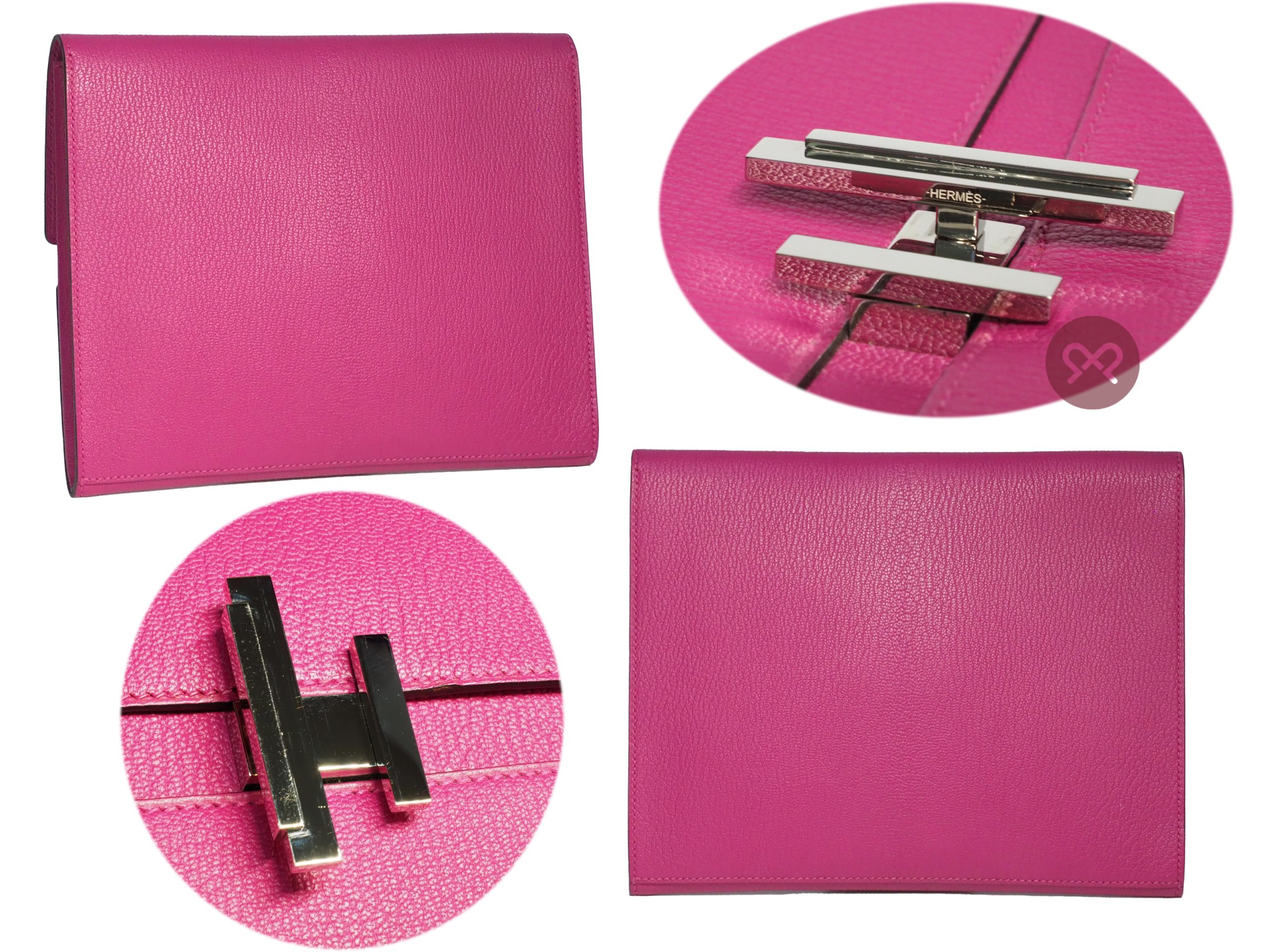 Hermes Cinhentic Poupre in Chevre Mysore Leather Clutch A Stamp Palladium hardware - Image 5