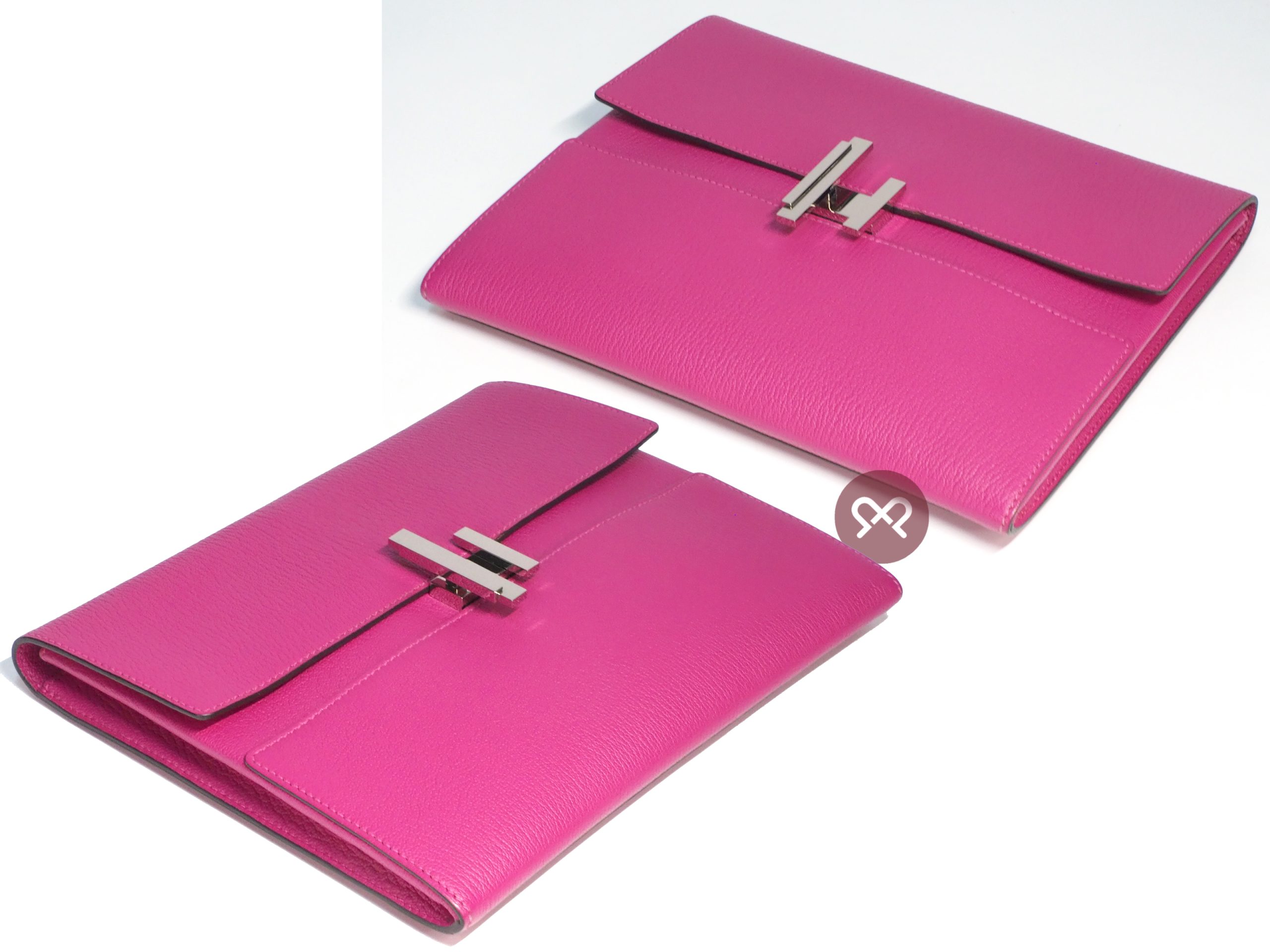 Hermes Cinhentic Poupre in Chevre Mysore Leather Clutch A Stamp Palladium hardware - Image 3