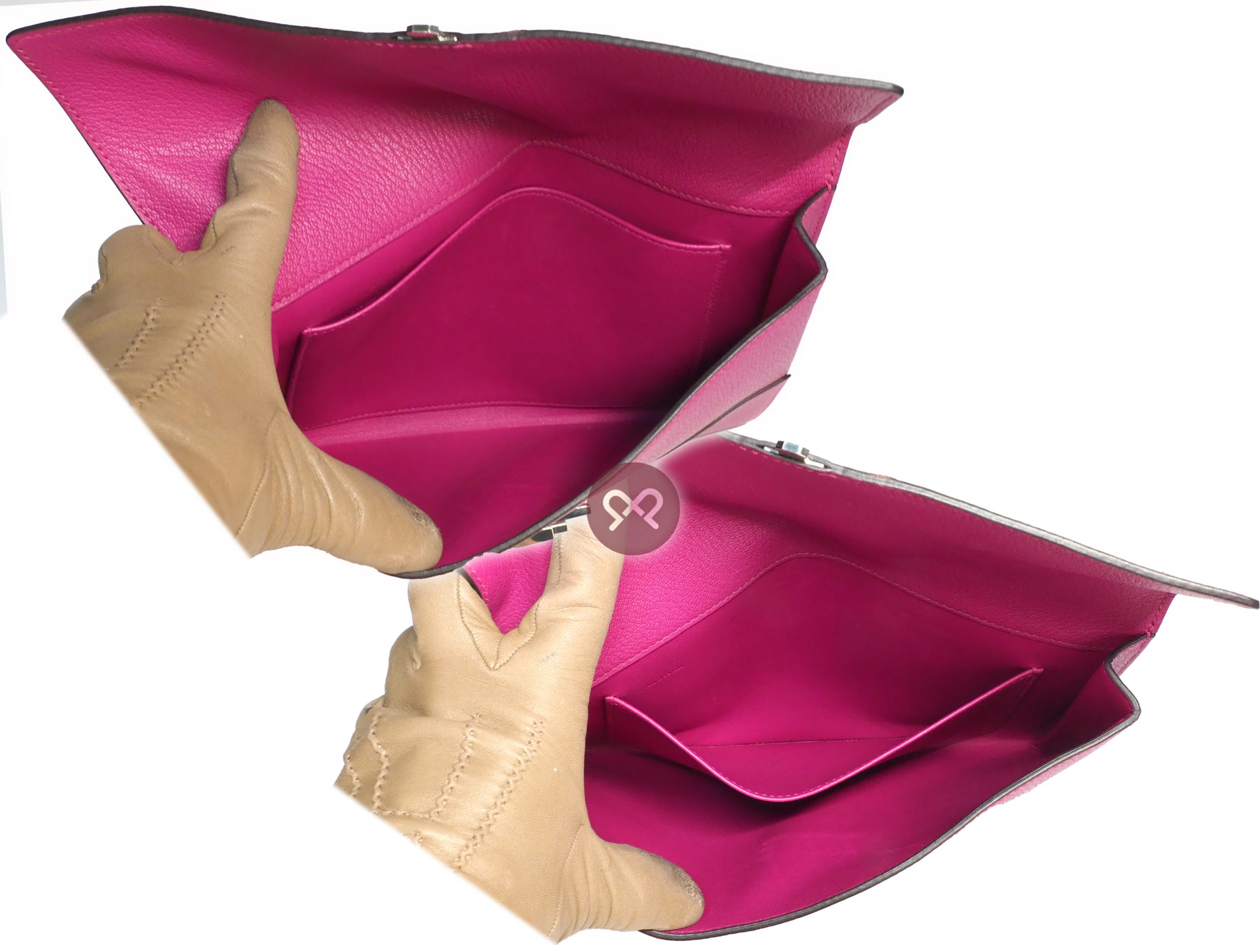 Hermes Cinhentic Poupre in Chevre Mysore Leather Clutch A Stamp Palladium hardware - Image 8