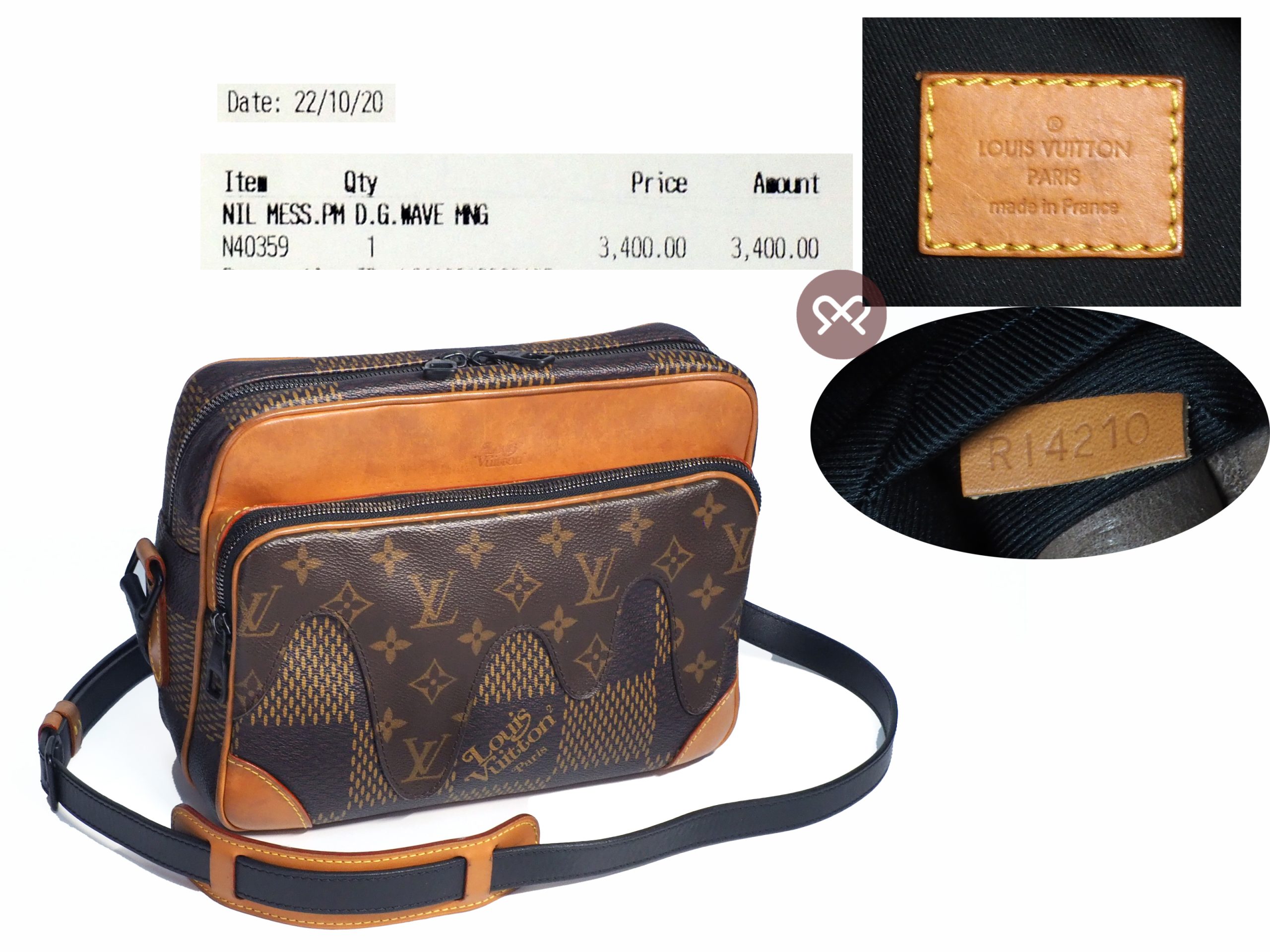 Louis Vuitton N40359 Giant Damier Ebene Nigo Nil Messenger Bag (RI4210) - Image 2