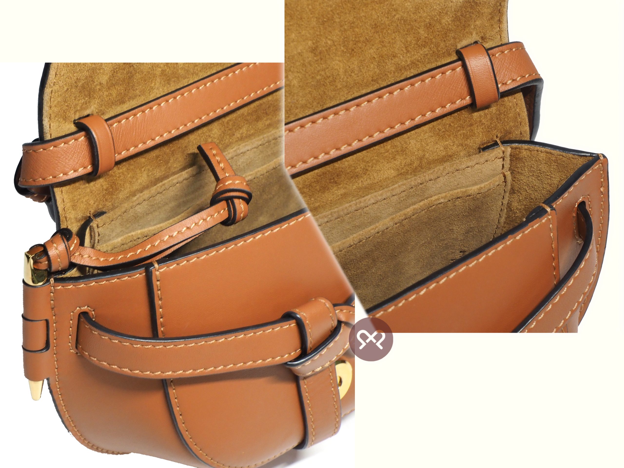 Loewe 522224 Mini Gate Dual bag in Classic Tan soft calfskin and jacquard GHW - Image 5