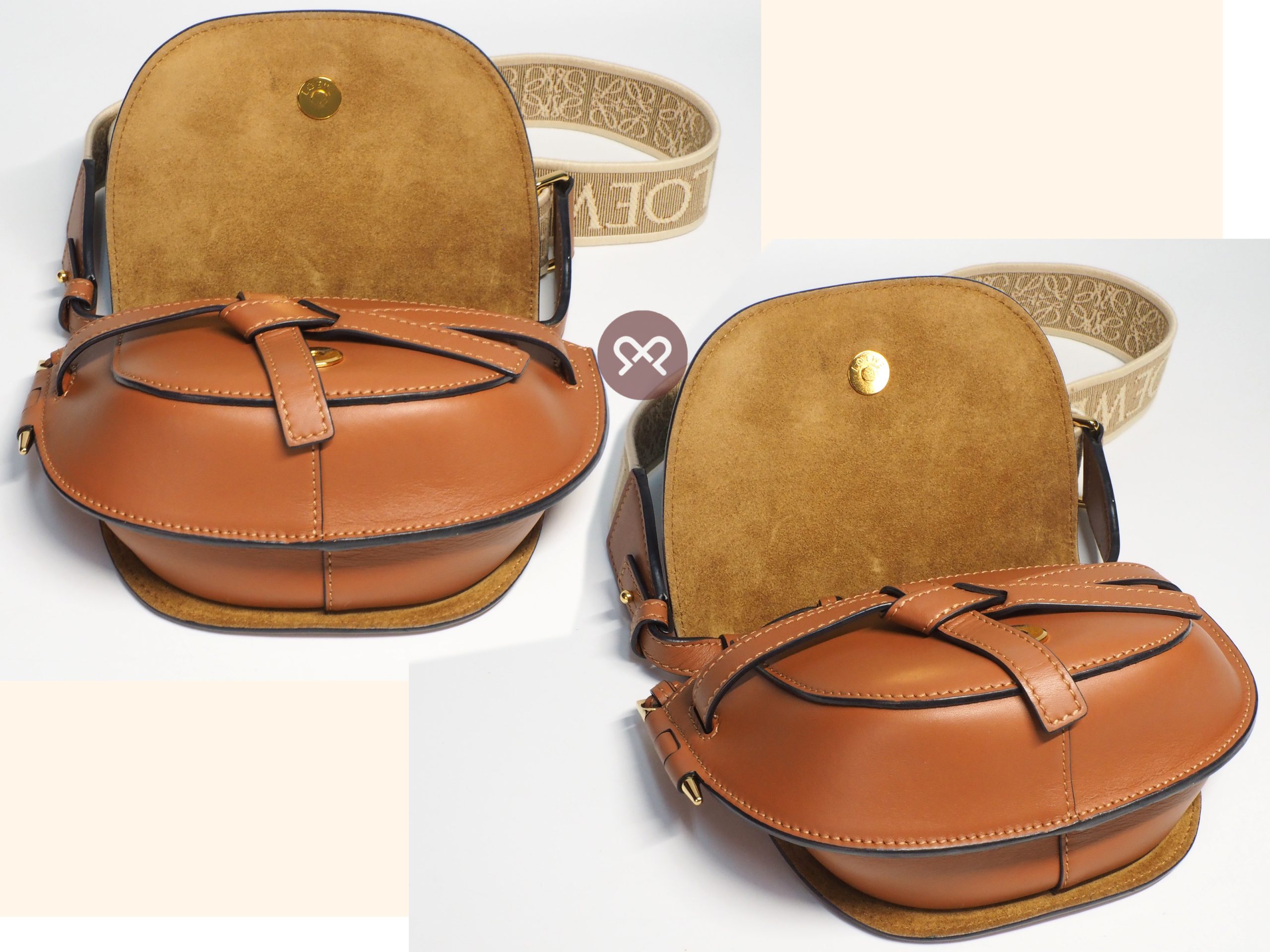 Loewe 522224 Mini Gate Dual bag in Classic Tan soft calfskin and jacquard GHW - Image 6