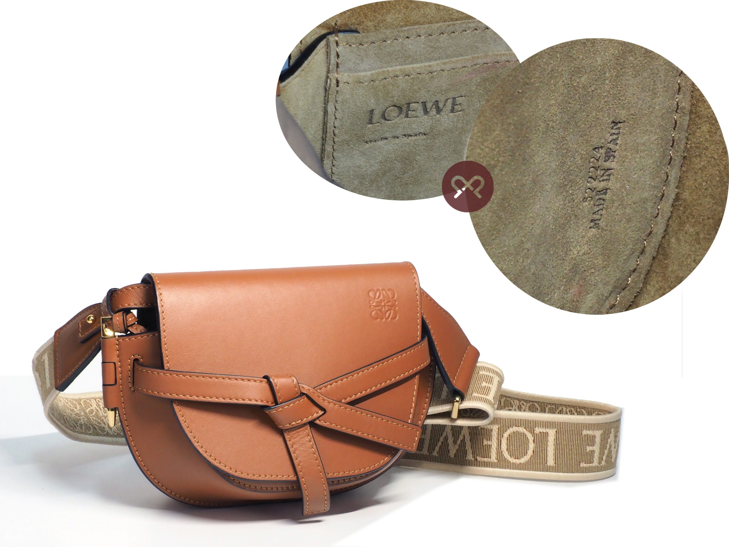 Loewe 522224 Mini Gate Dual bag in Classic Tan soft calfskin and jacquard GHW - Image 2