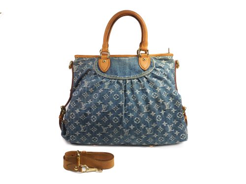 Louis Vuitton M95350 Blue Monogram Denim Neo Cabby GM Tote/ Shoulder Bag (TH3077)