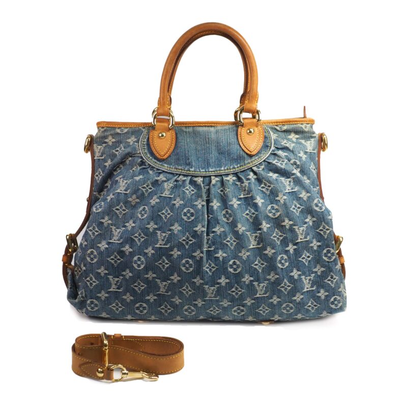 Louis Vuitton M95350 Blue Monogram Denim Neo Cabby GM Tote/ Shoulder Bag (TH3077)