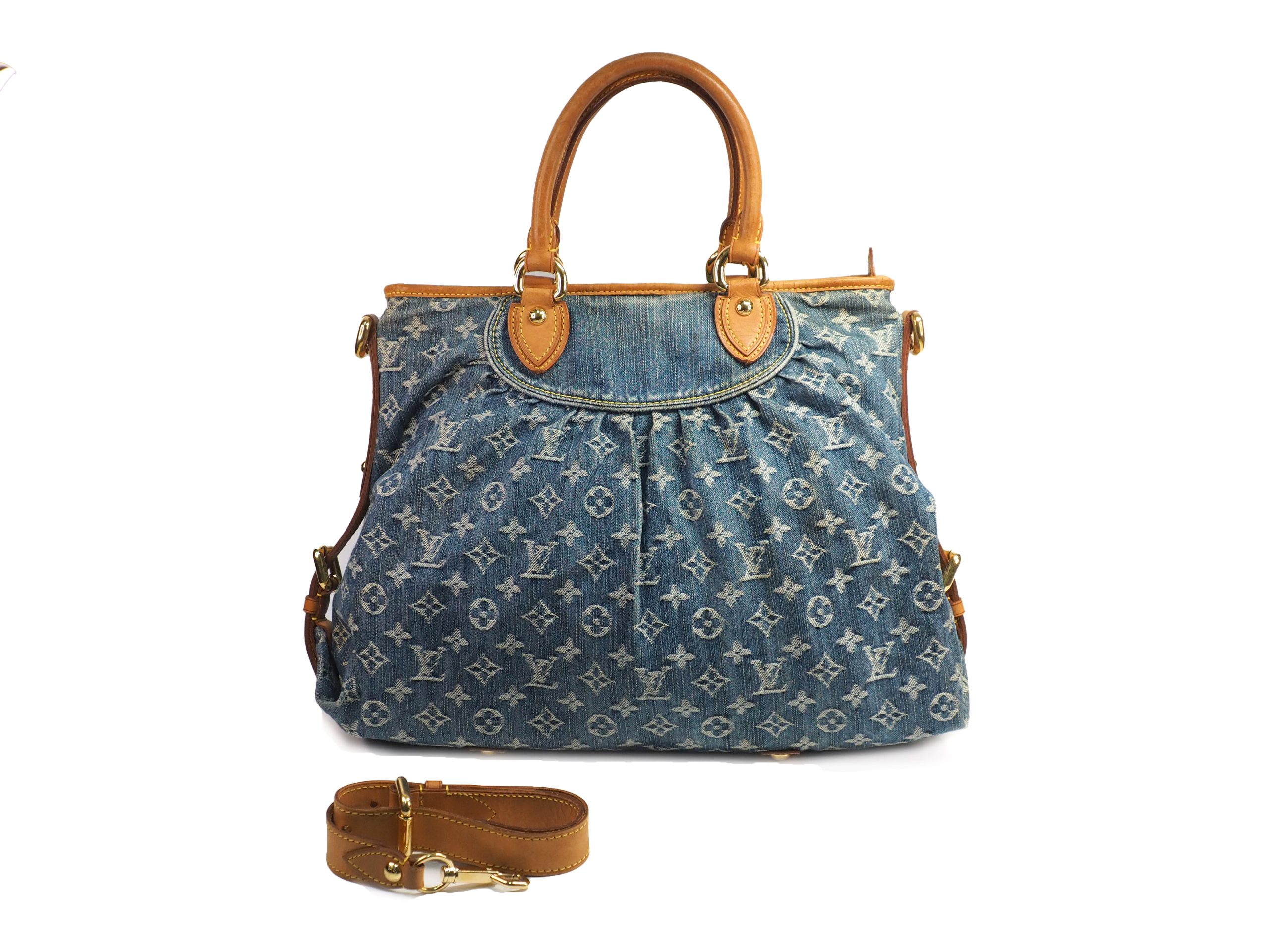 Louis Vuitton M95350 Blue Monogram Denim Neo Cabby GM Tote/ Shoulder Bag (TH3077)