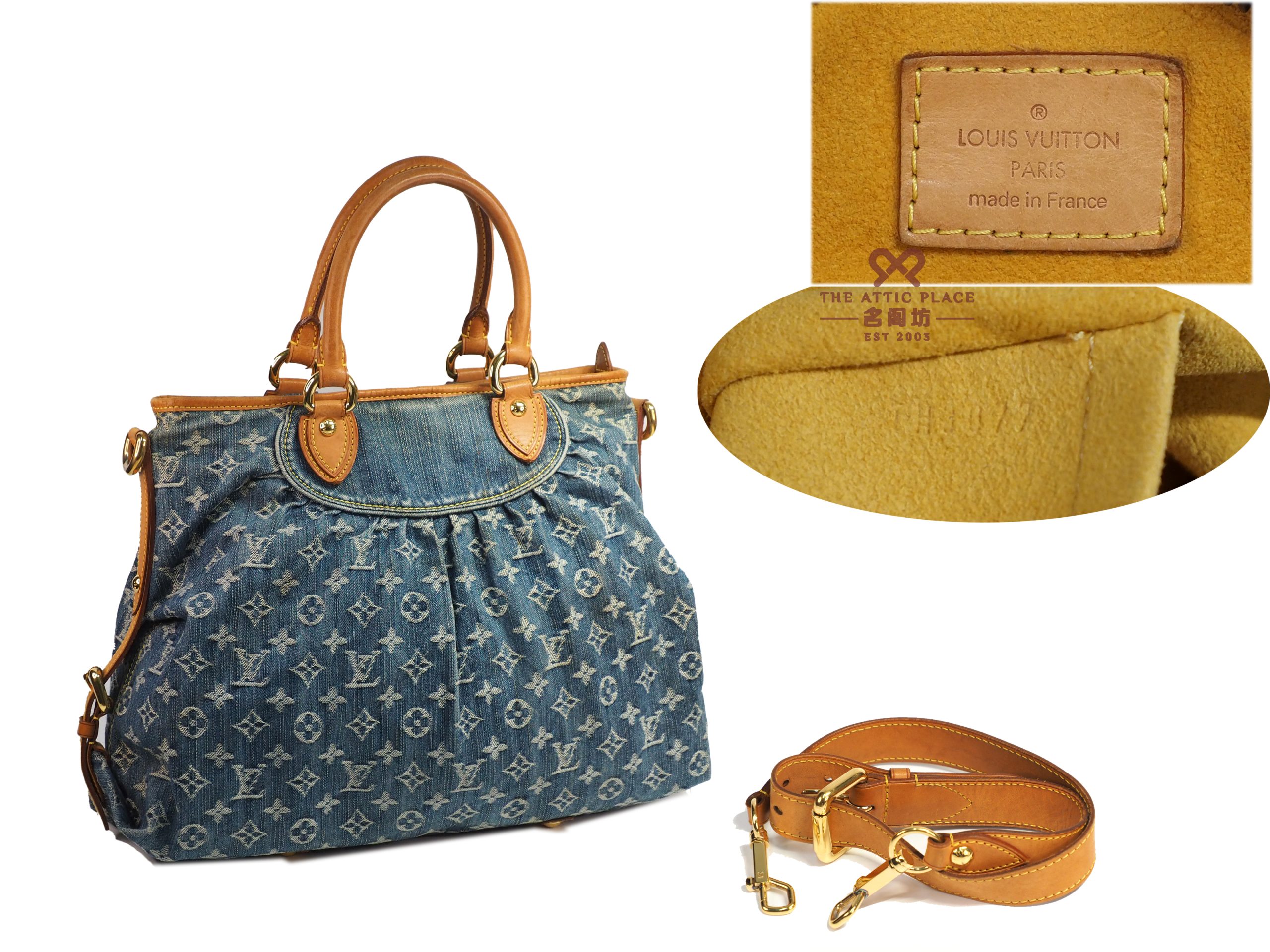 Louis Vuitton M95350 Blue Monogram Denim Neo Cabby GM Tote/ Shoulder Bag (TH3077) - Image 2