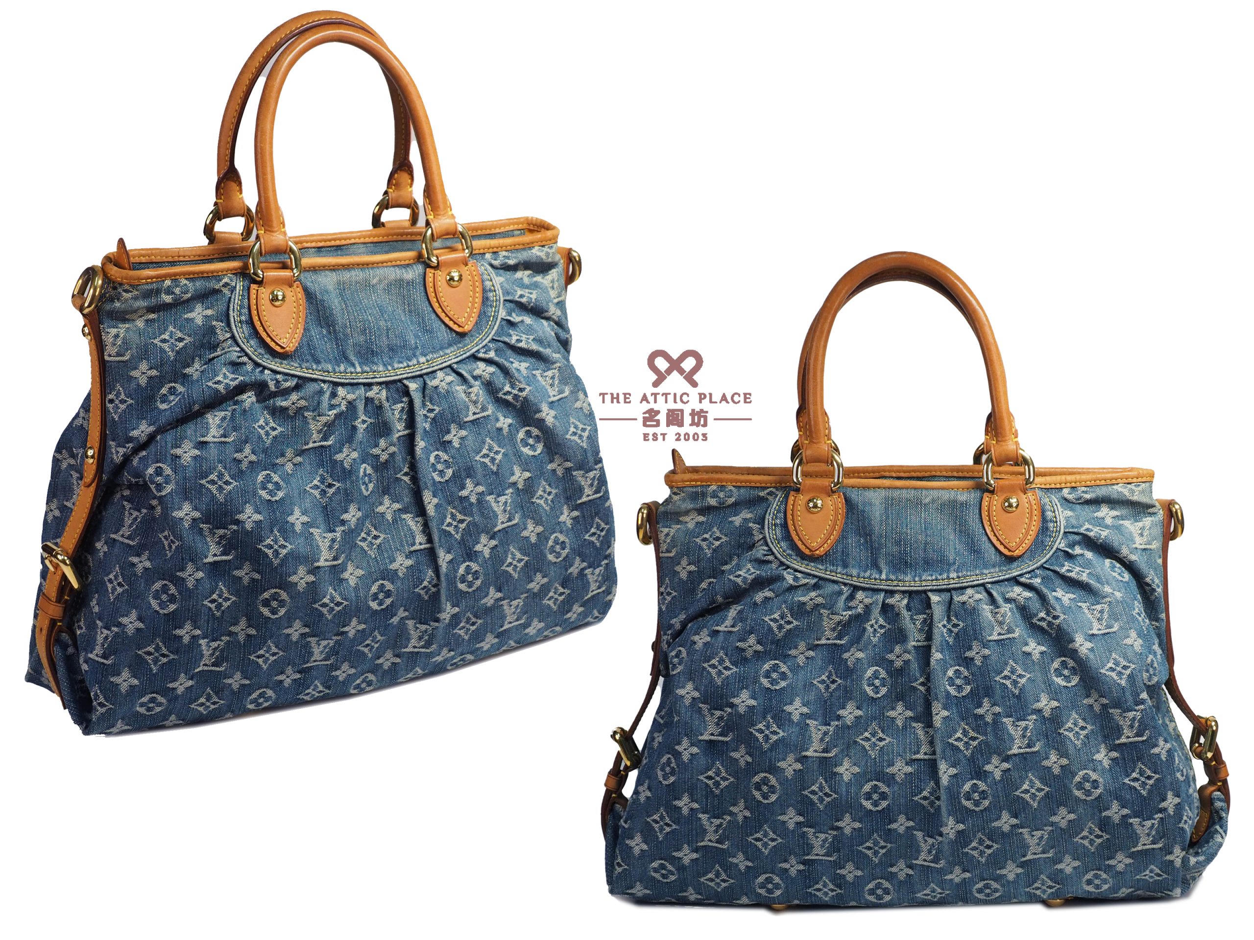 Louis Vuitton M95350 Blue Monogram Denim Neo Cabby GM Tote/ Shoulder Bag (TH3077) - Image 3