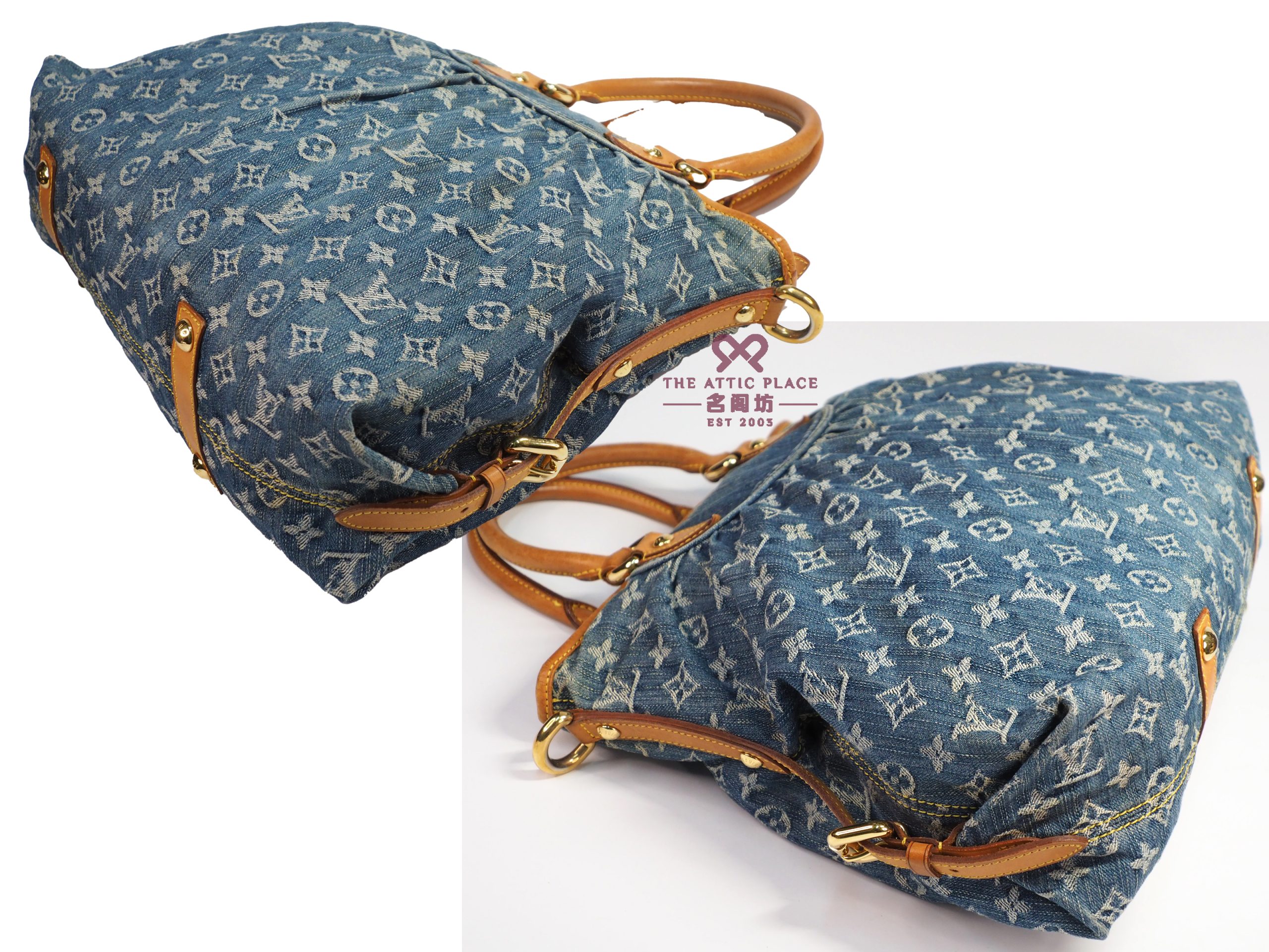 Louis Vuitton M95350 Blue Monogram Denim Neo Cabby GM Tote/ Shoulder Bag (TH3077) - Image 4