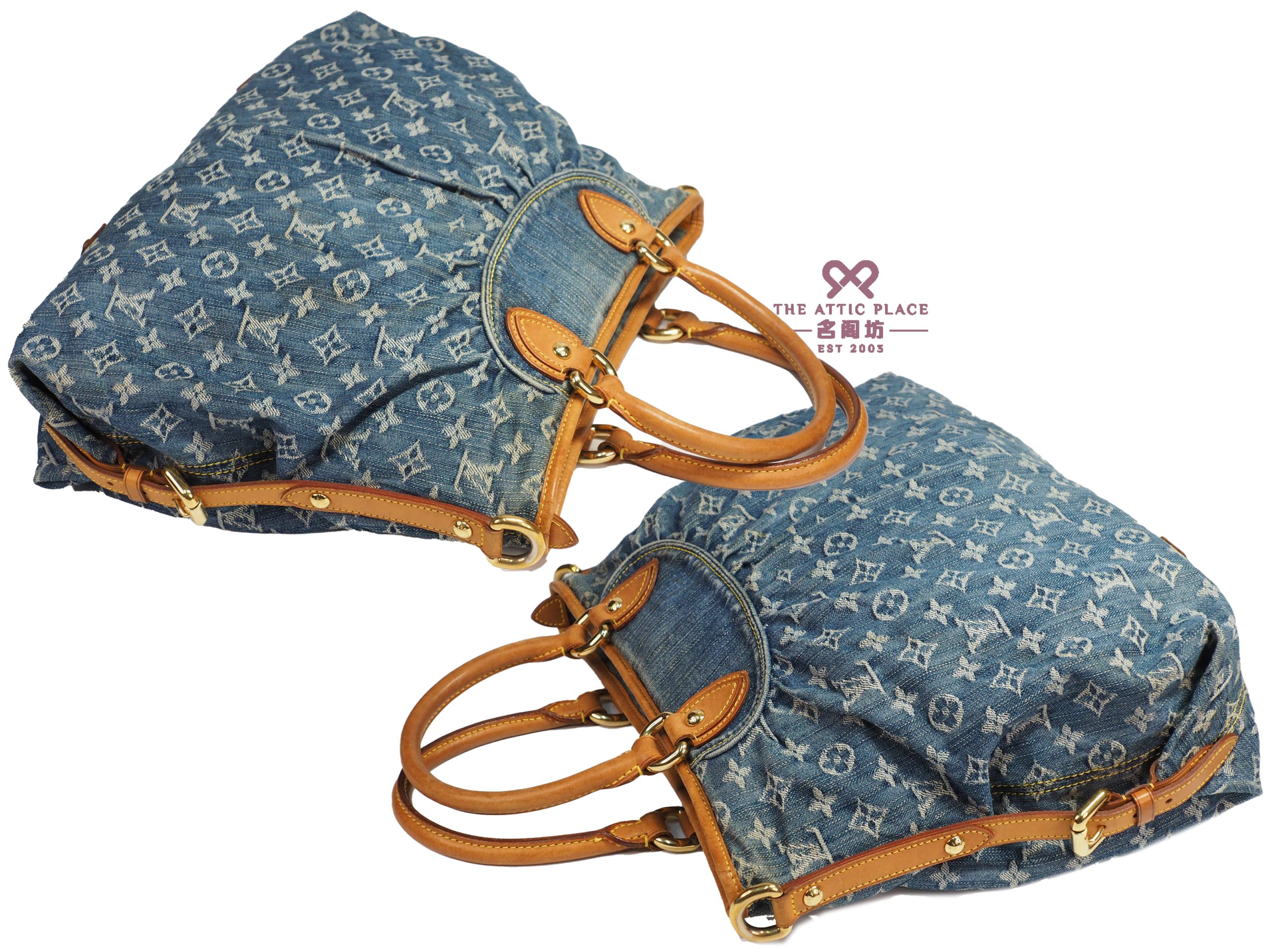 Louis Vuitton M95350 Blue Monogram Denim Neo Cabby GM Tote/ Shoulder Bag (TH3077) - Image 5