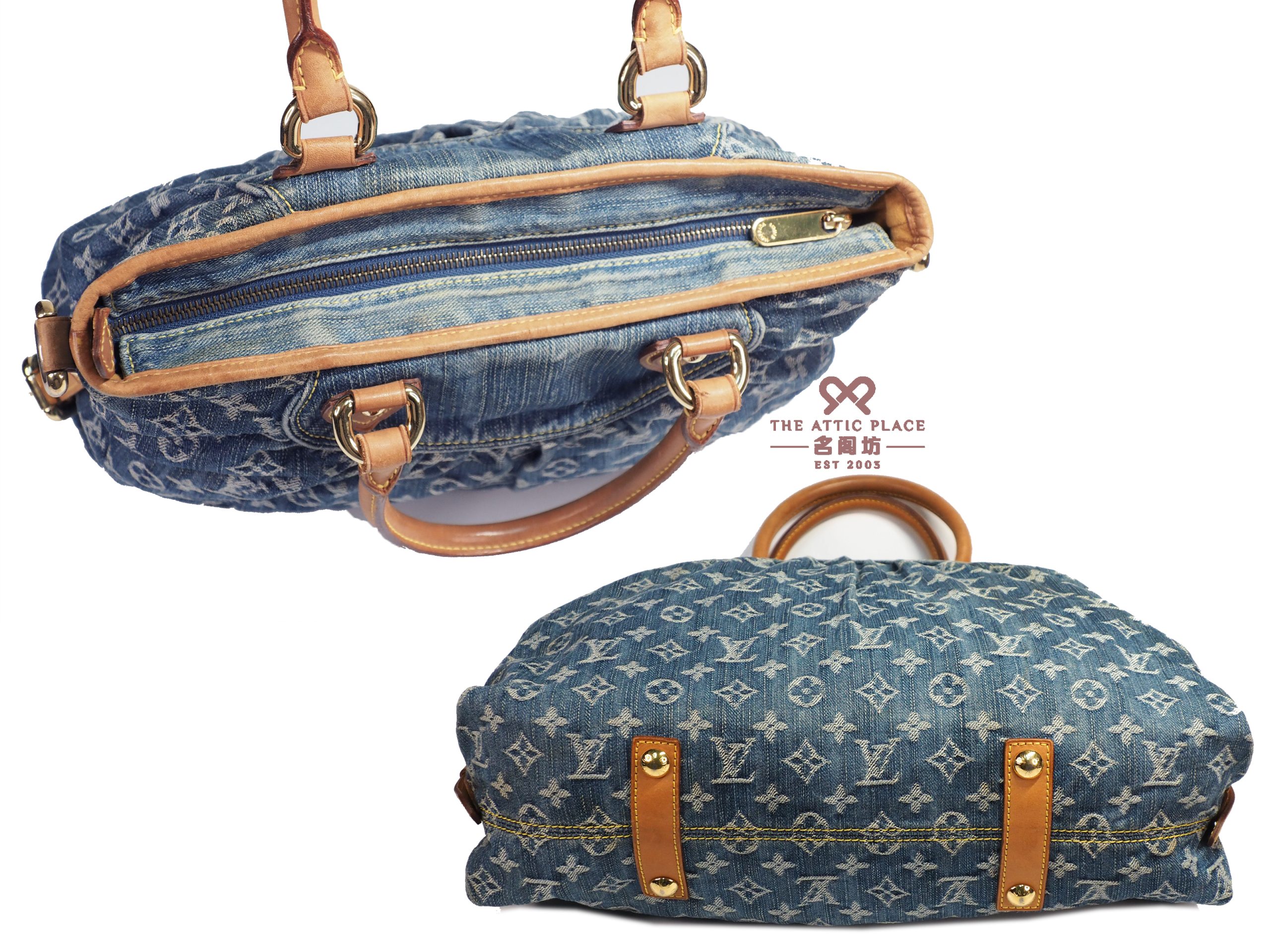 Louis Vuitton M95350 Blue Monogram Denim Neo Cabby GM Tote/ Shoulder Bag (TH3077) - Image 6