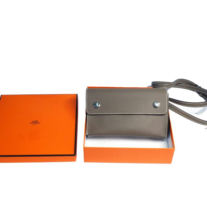 Hermes Etoupe/ Grey Sac Hermesnap Wallet Epsom W Stamp Sling bag