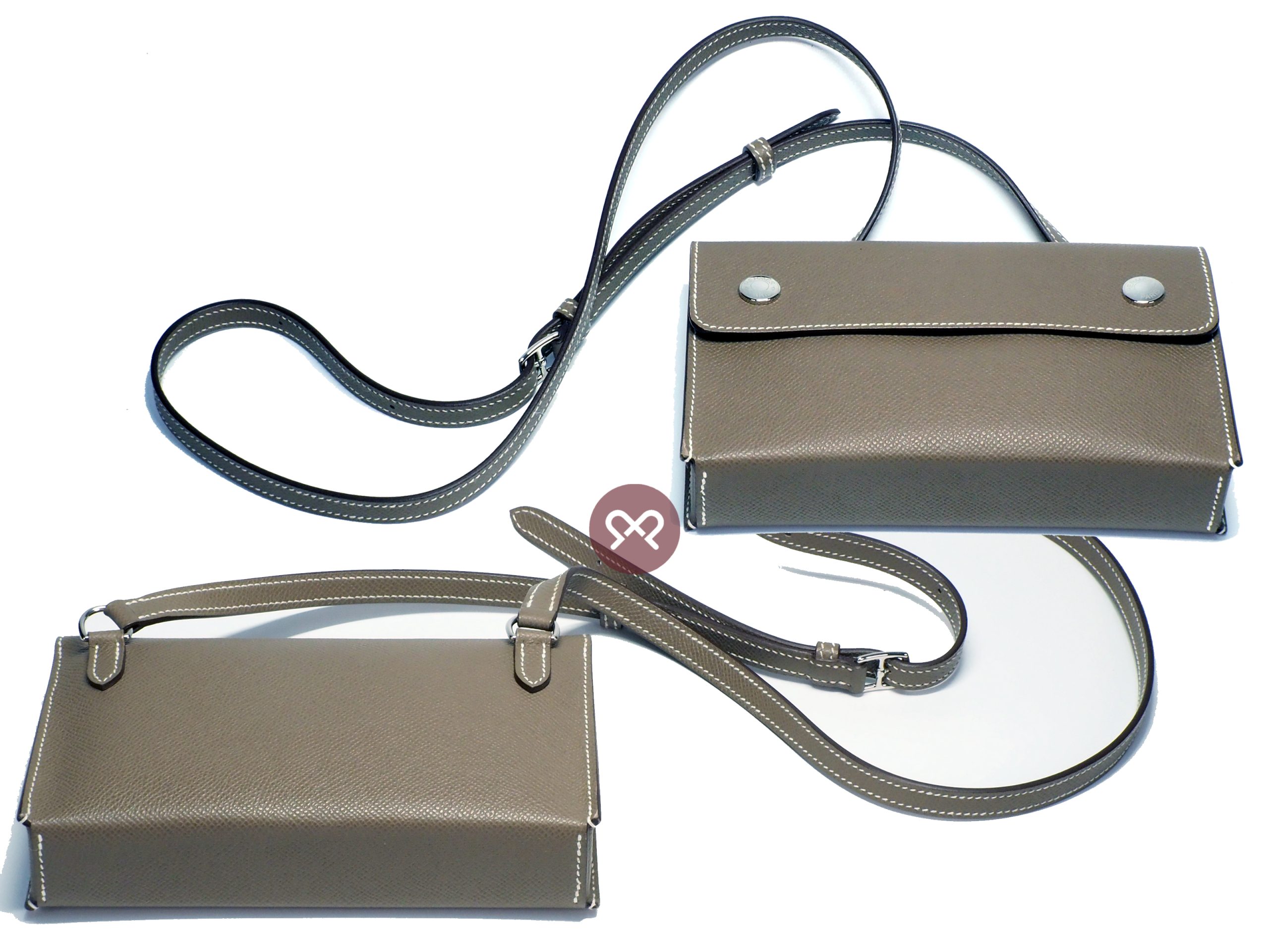 Hermes Etoupe/ Grey Sac Hermesnap Wallet Epsom W Stamp Sling bag - Image 3
