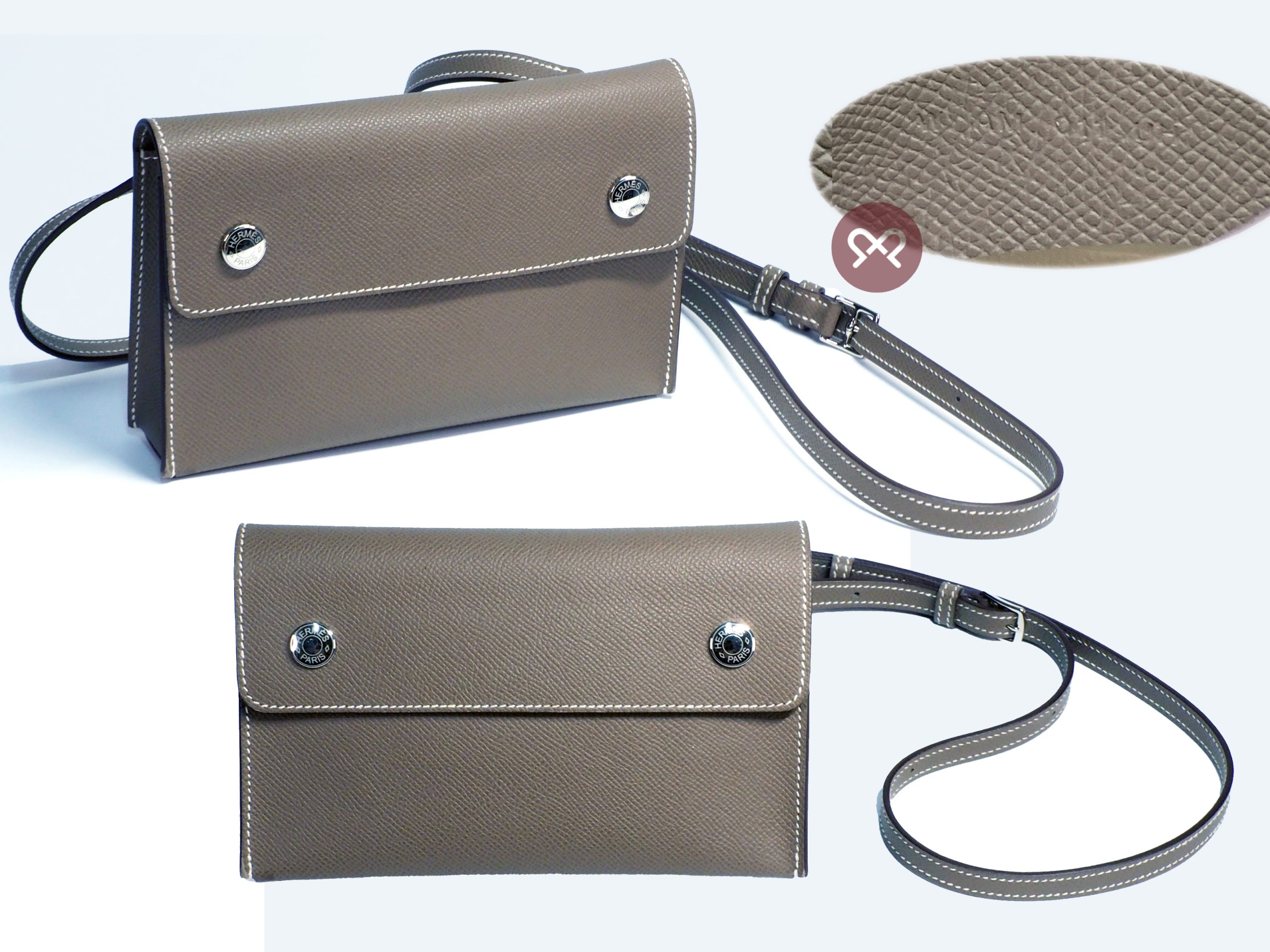 Hermes Etoupe/ Grey Sac Hermesnap Wallet Epsom W Stamp Sling bag - Image 2