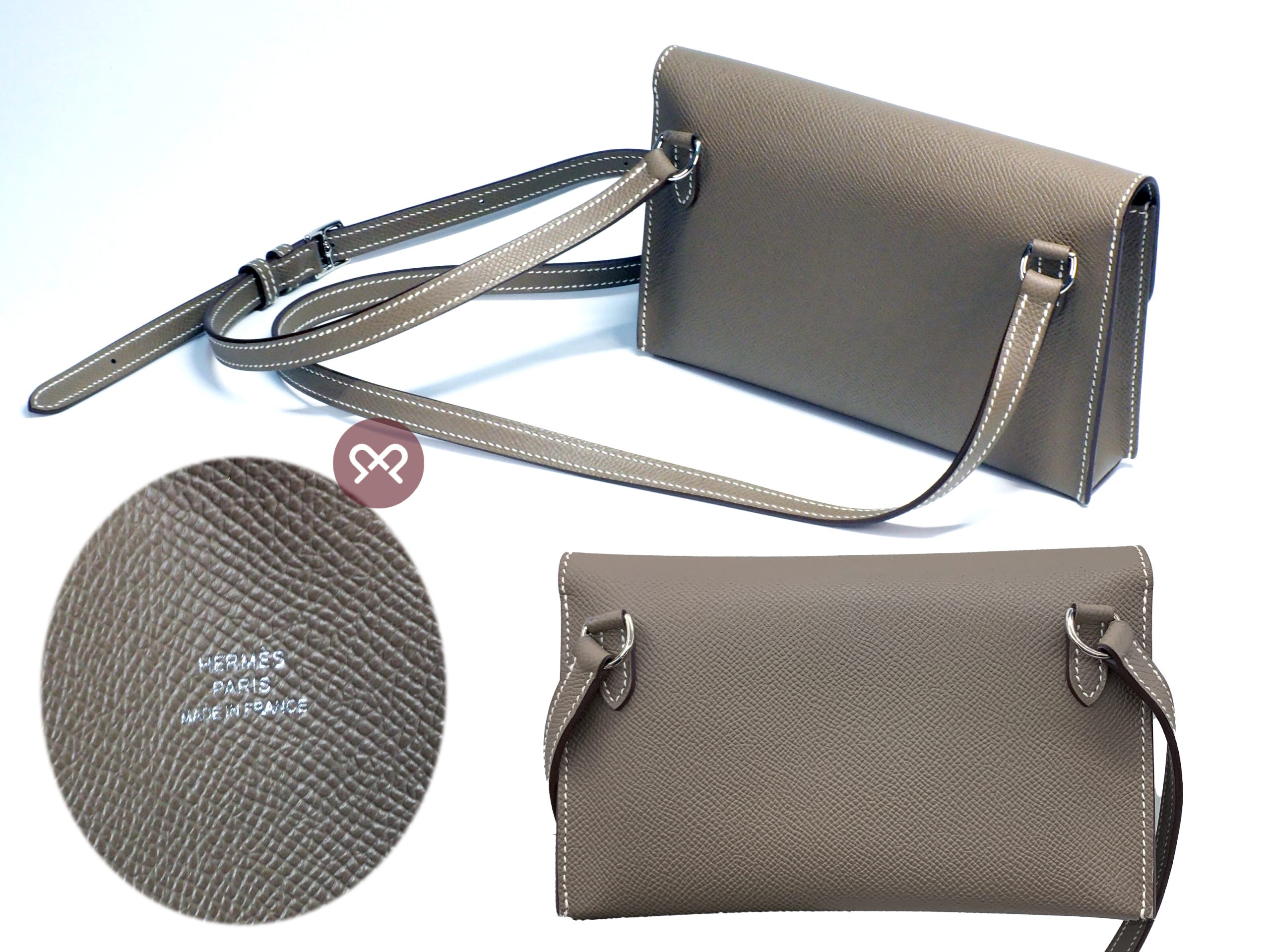 Hermes Etoupe/ Grey Sac Hermesnap Wallet Epsom W Stamp Sling bag - Image 5