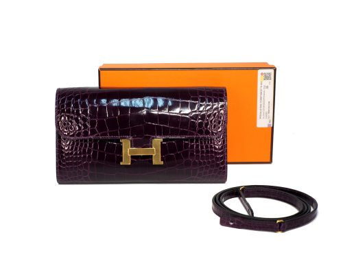 Rare finds ! Hermes Constance to go Cassis Shiny Alligator Gold Hardware U stamp