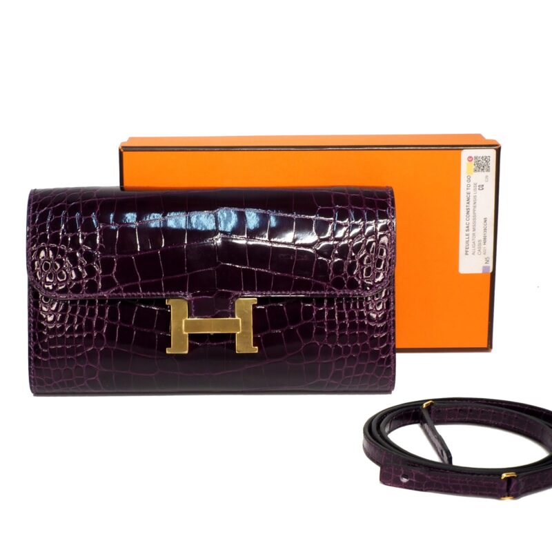 Rare finds ! Hermes Constance to go Cassis Shiny Alligator Gold Hardware U stamp