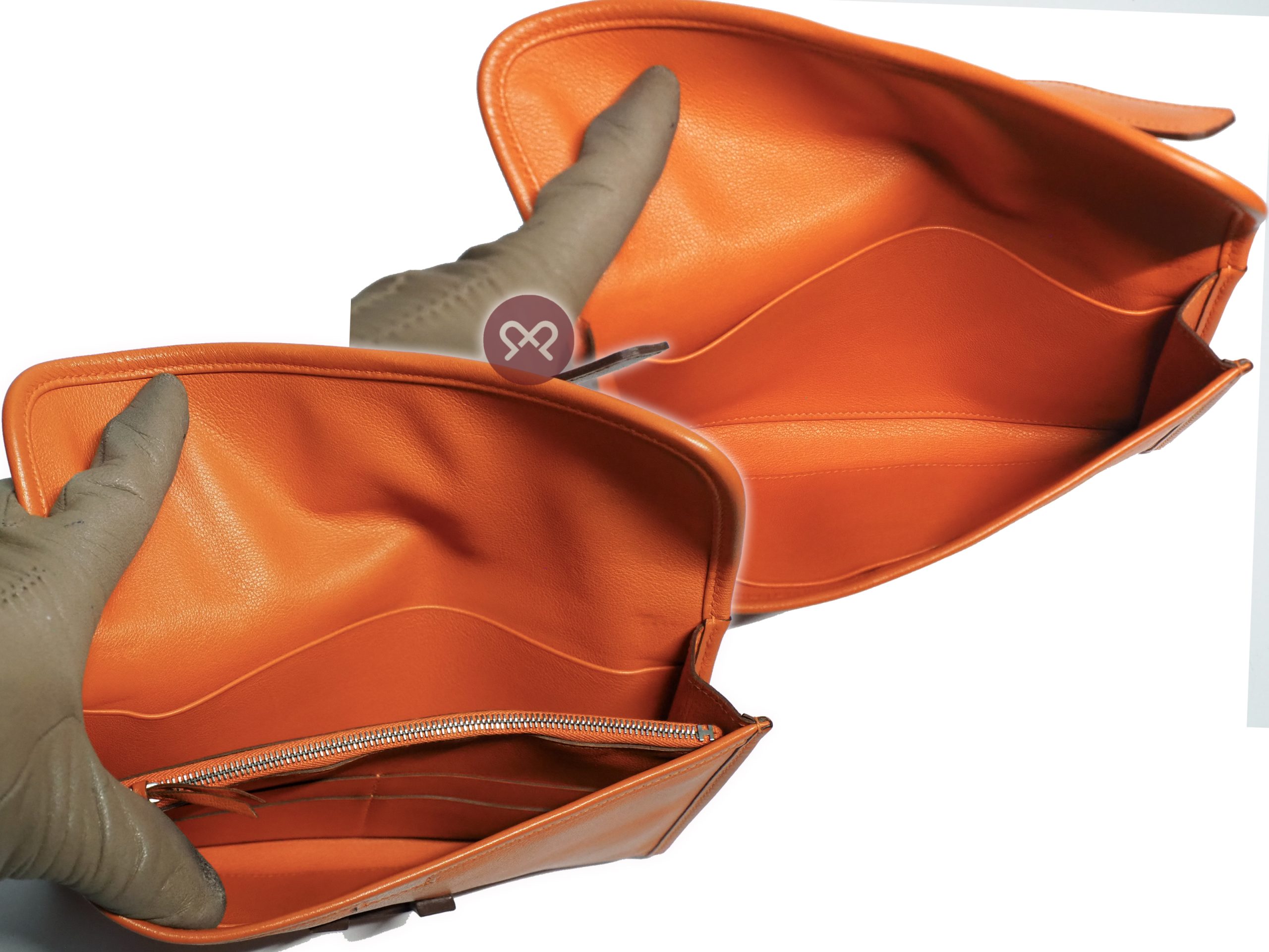Hermes Orange Jige Duo 22cm Swift Leather with Wallet Q Stamp Wallet/ Pouch/ Clutch Bag - Image 6