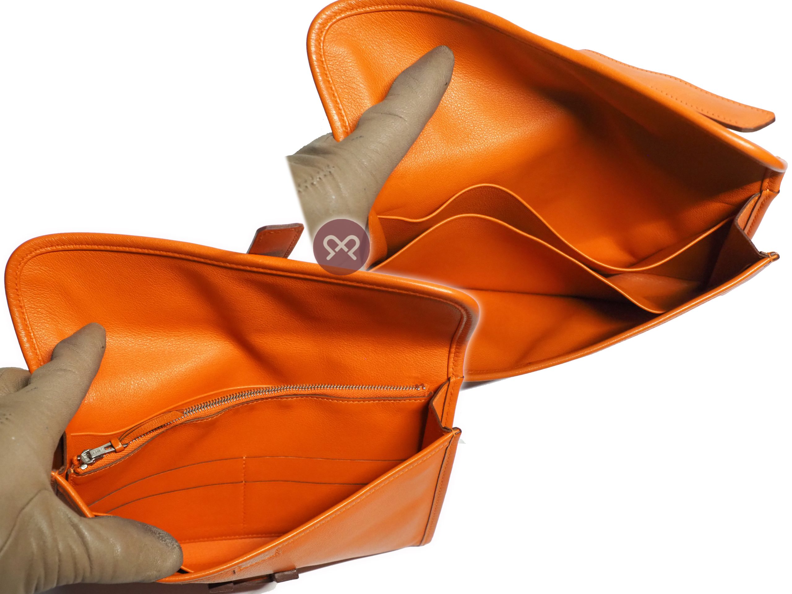 Hermes Orange Jige Duo 22cm Swift Leather with Wallet Q Stamp Wallet/ Pouch/ Clutch Bag - Image 7