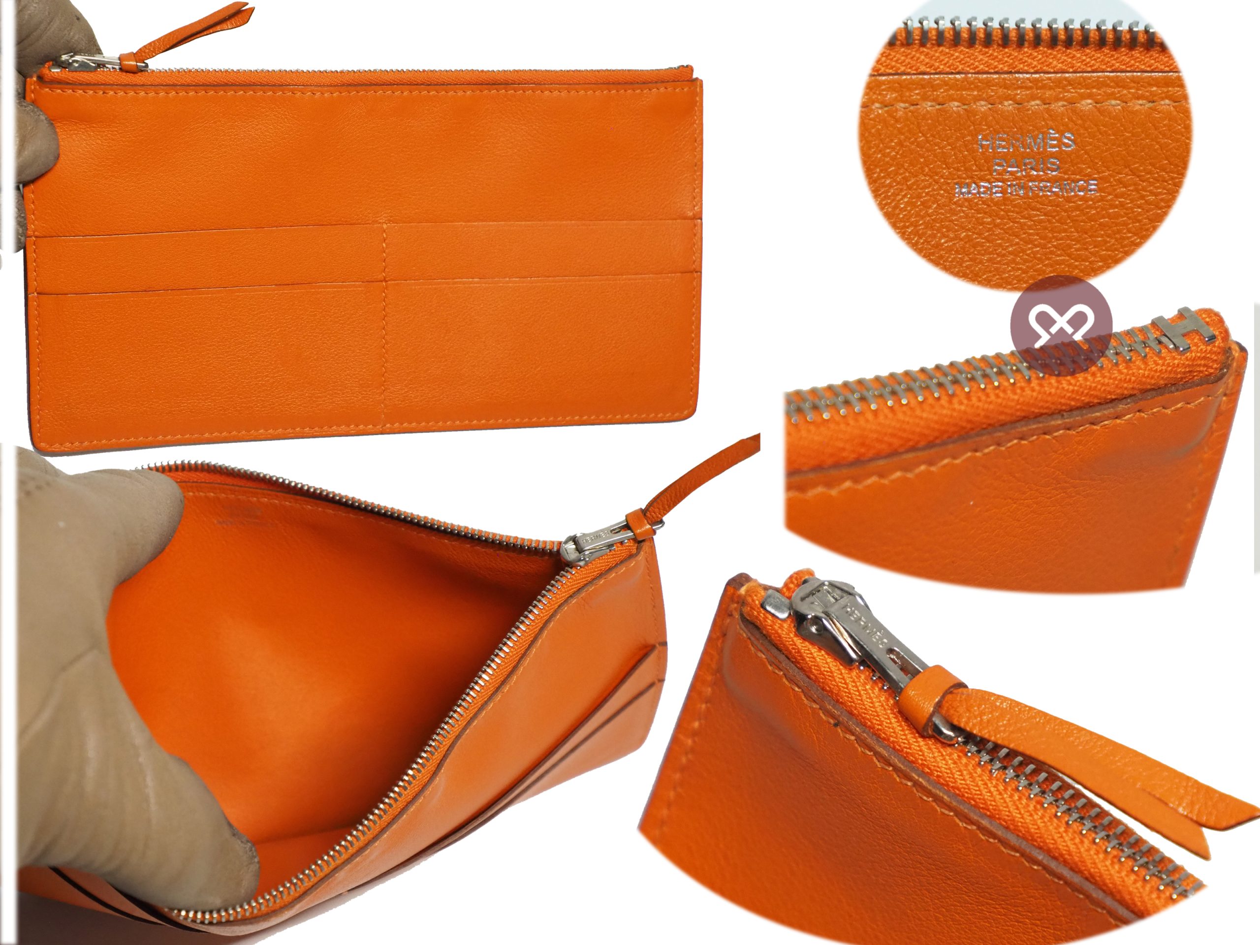Hermes Orange Jige Duo 22cm Swift Leather with Wallet Q Stamp Wallet/ Pouch/ Clutch Bag - Image 8