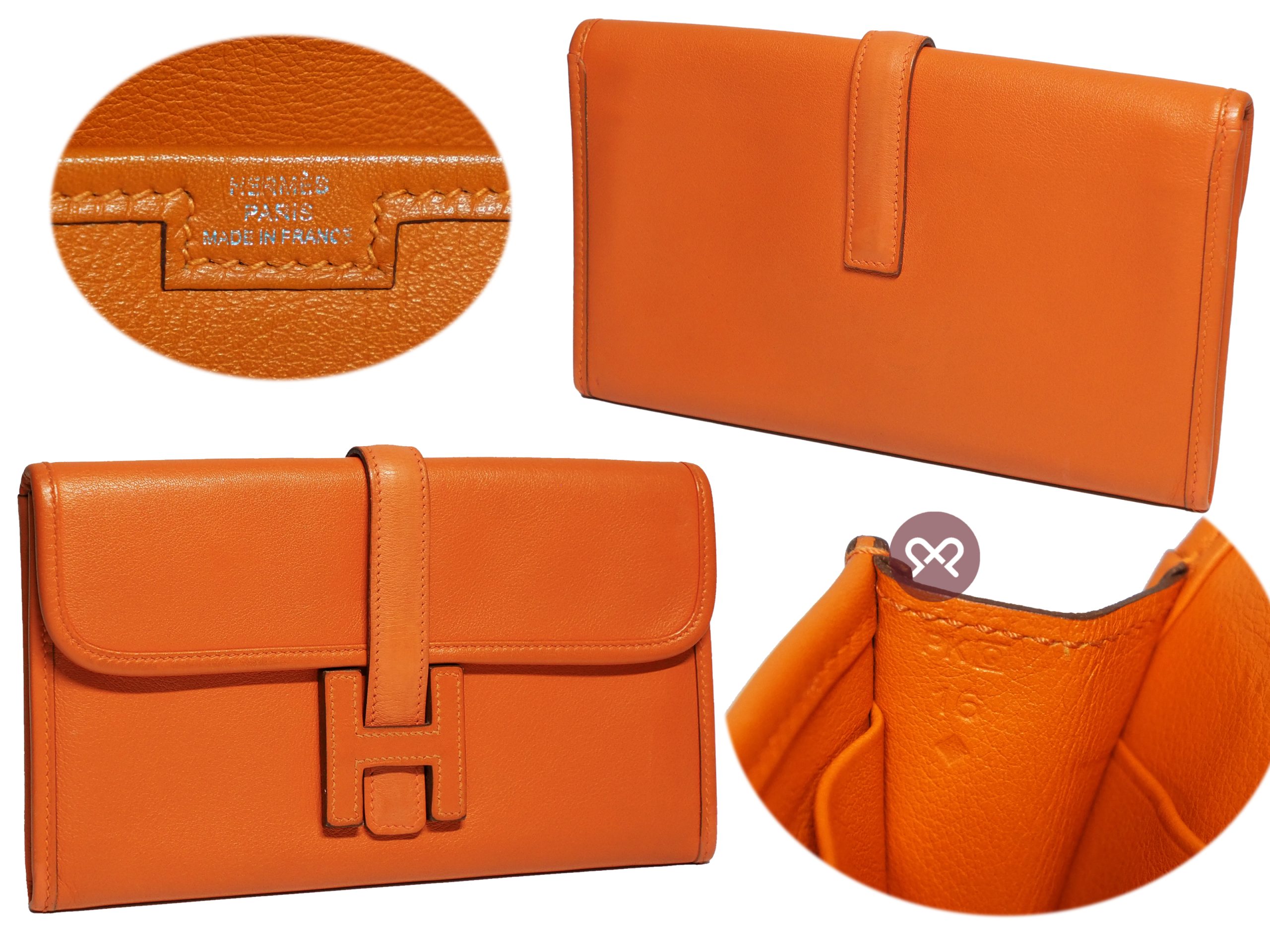 Hermes Orange Jige Duo 22cm Swift Leather with Wallet Q Stamp Wallet/ Pouch/ Clutch Bag - Image 2