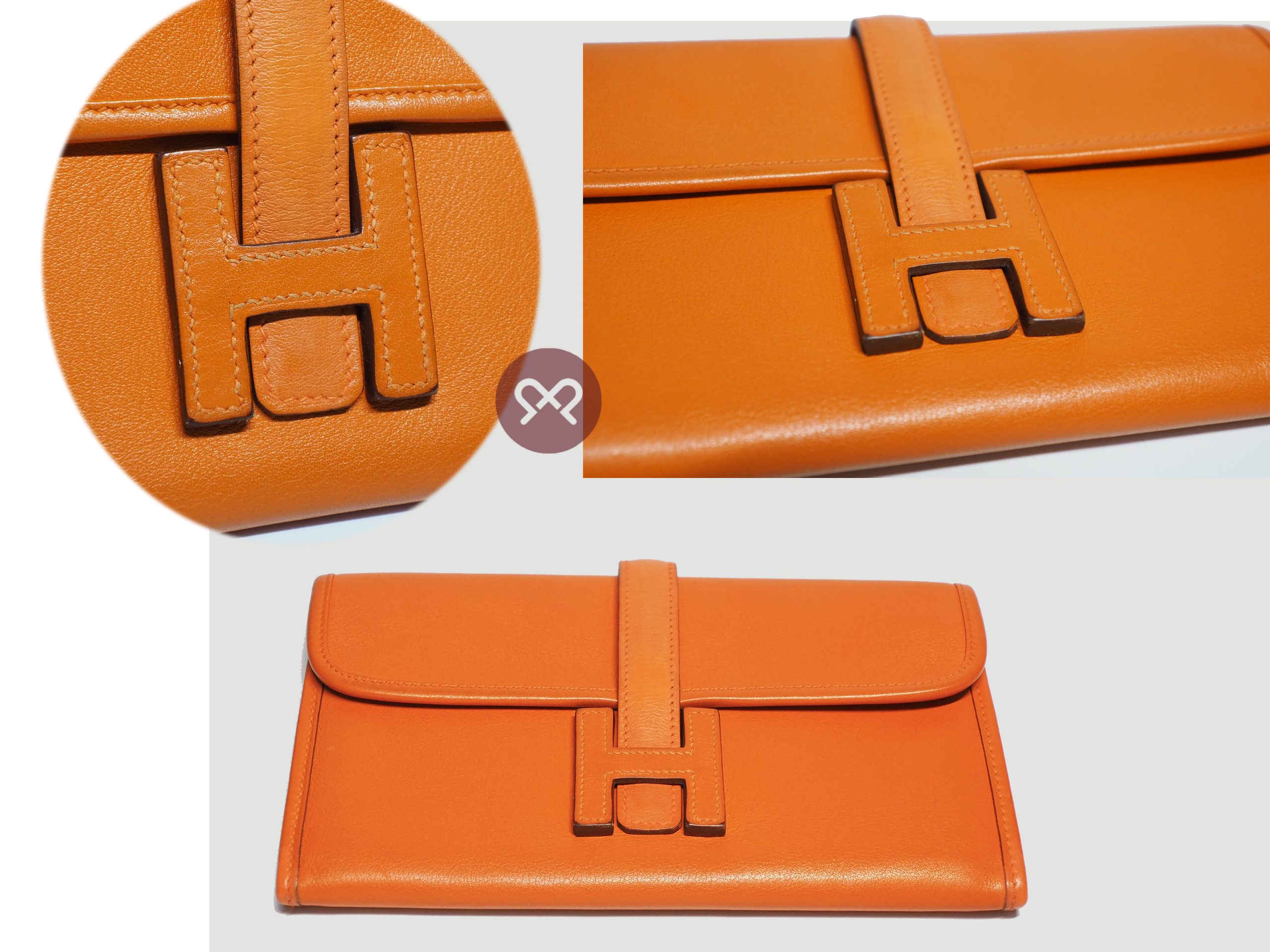 Hermes Orange Jige Duo 22cm Swift Leather with Wallet Q Stamp Wallet/ Pouch/ Clutch Bag - Image 3