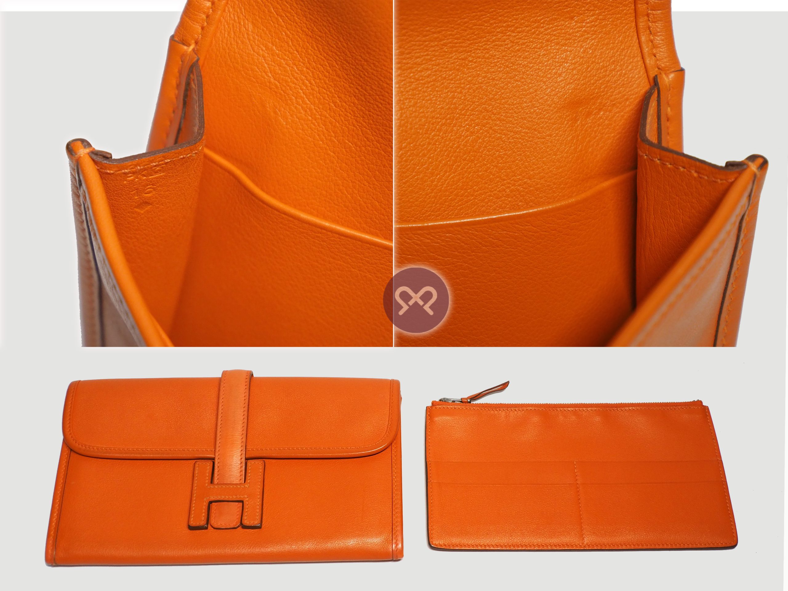 Hermes Orange Jige Duo 22cm Swift Leather with Wallet Q Stamp Wallet/ Pouch/ Clutch Bag - Image 5