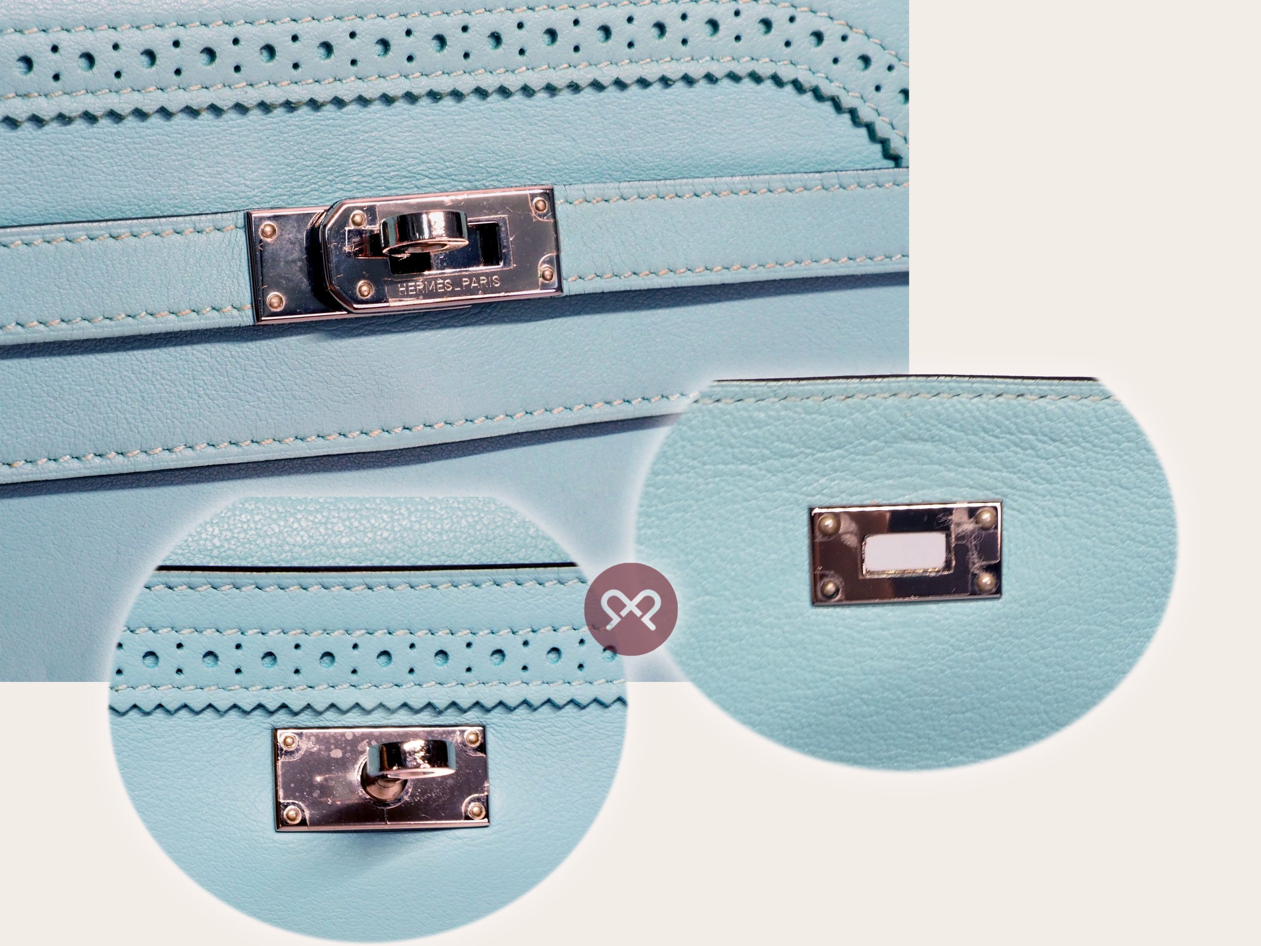 Hermes Kelly Ghillies Wallet Swift Leather Blue Atoll Palladium Hardware T Stamp - Image 5