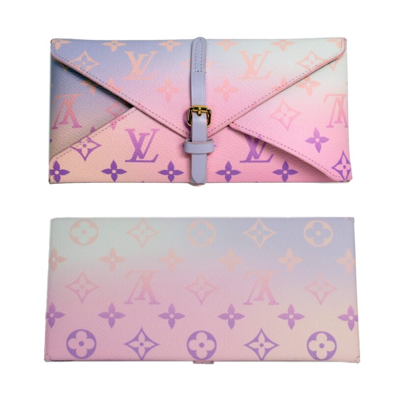Louis Vuitton Limited Edition 6 Pastel gradient Monogram Flower Gold Straws Pouch Set- RFID