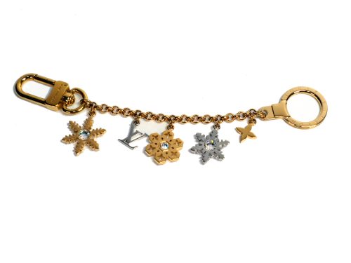 Louis Vuitton Limited Winter M80245 Gold/ Silver Tone Snowflake Bag Charm/ key Rings Holder