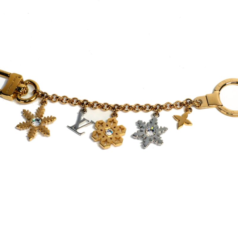 Louis Vuitton Limited Winter M80245 Gold/ Silver Tone Snowflake Bag Charm/ key Rings Holder