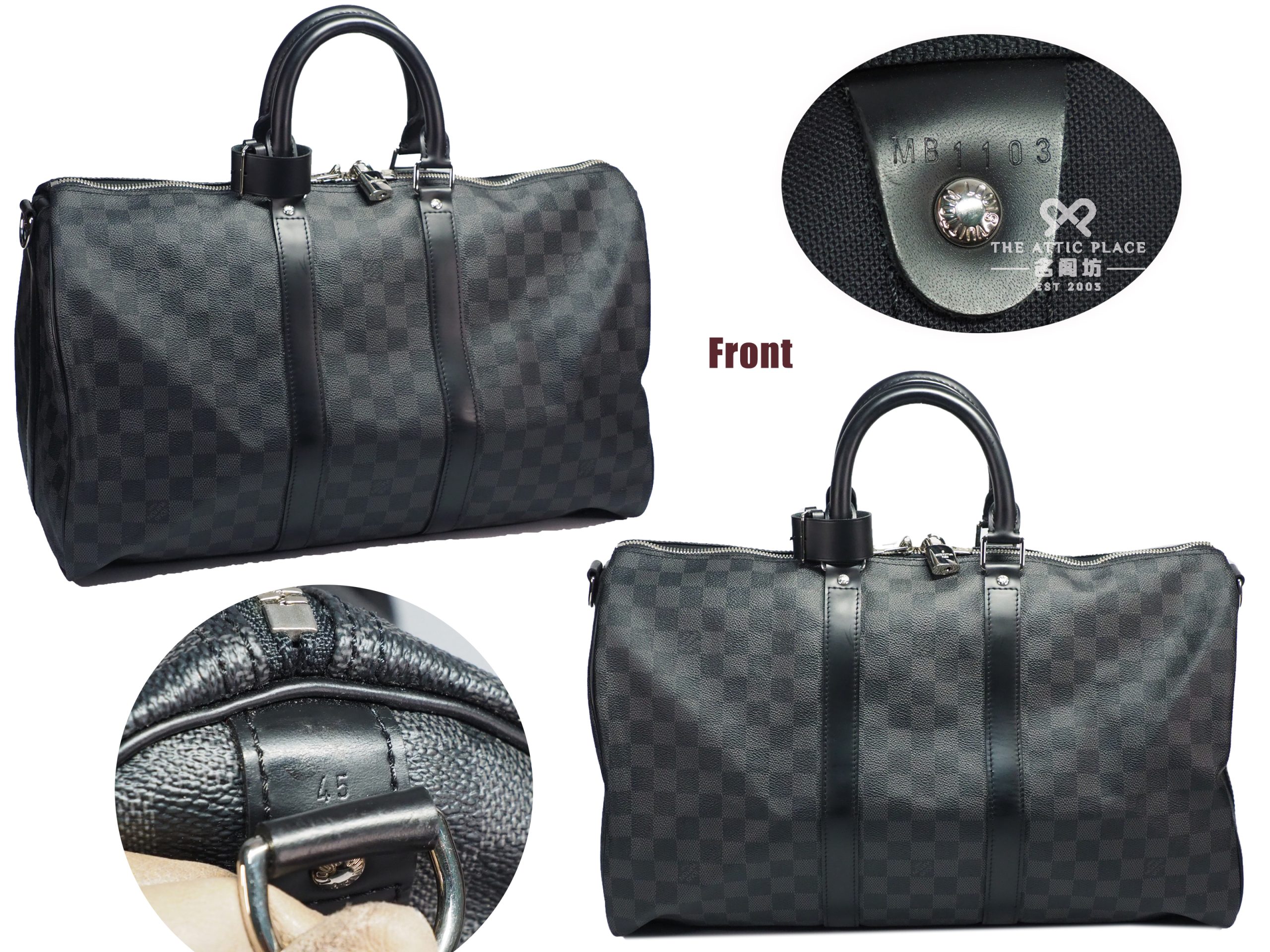 Louis Vuitton N41418 Damier Graphite Keepall 45 Bandouliere with Shoulder Strap (MB1103) - Image 2