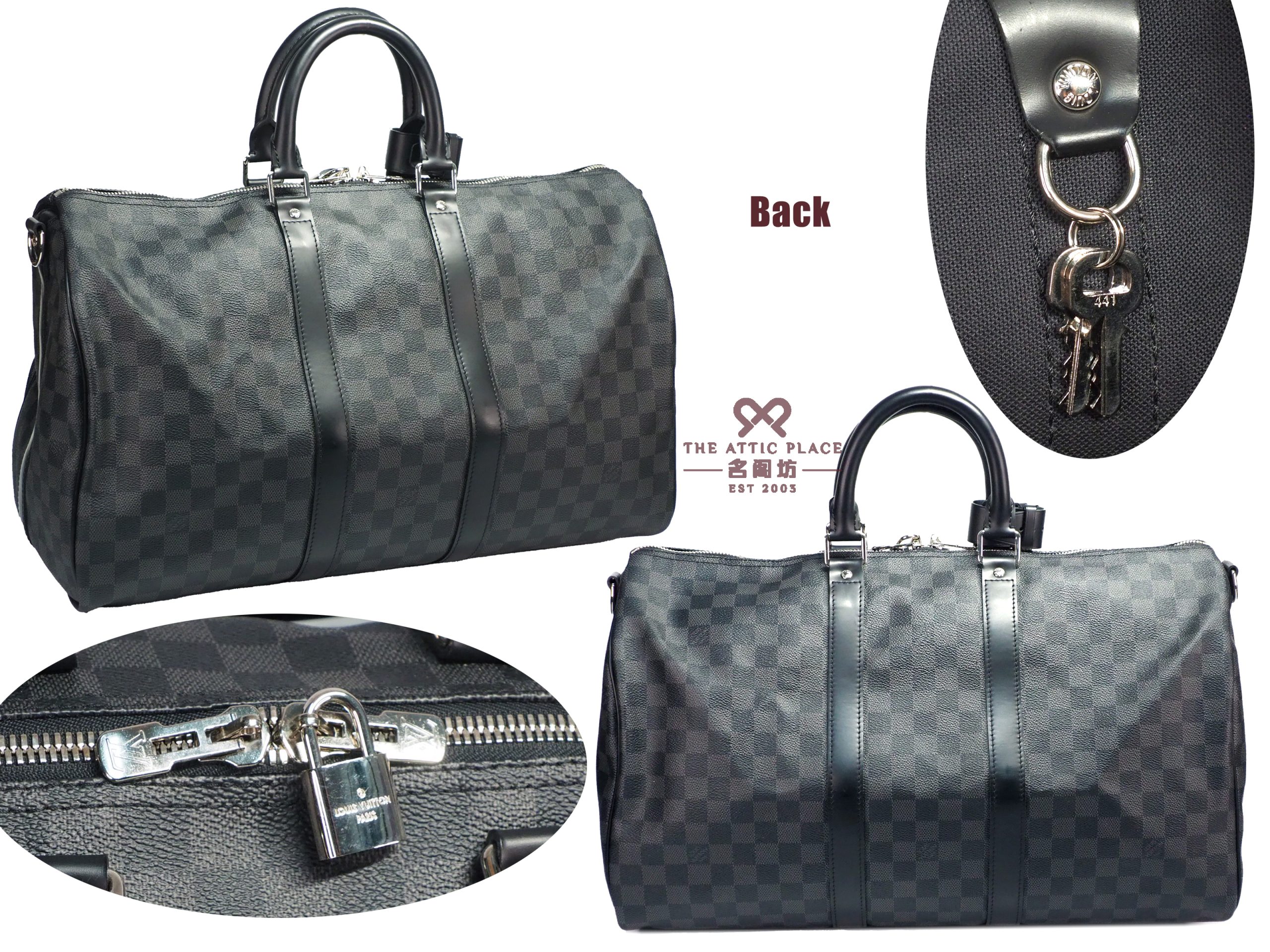Louis Vuitton N41418 Damier Graphite Keepall 45 Bandouliere with Shoulder Strap (MB1103) - Image 3