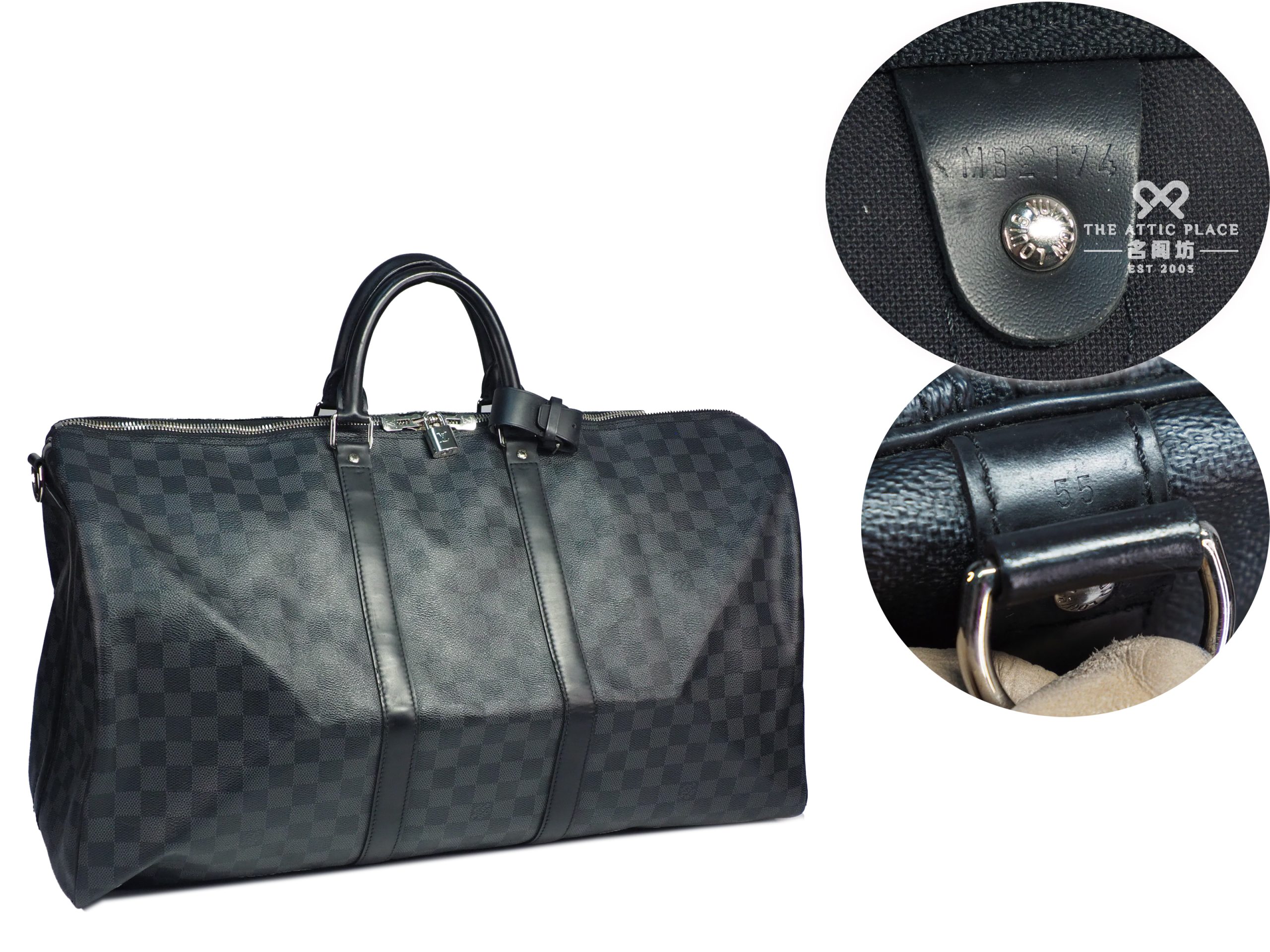 Louis Vuitton N41413 Damier Graphite Keepall 55 Bandouliere with Shoulder Strap (MB2174) - Image 2