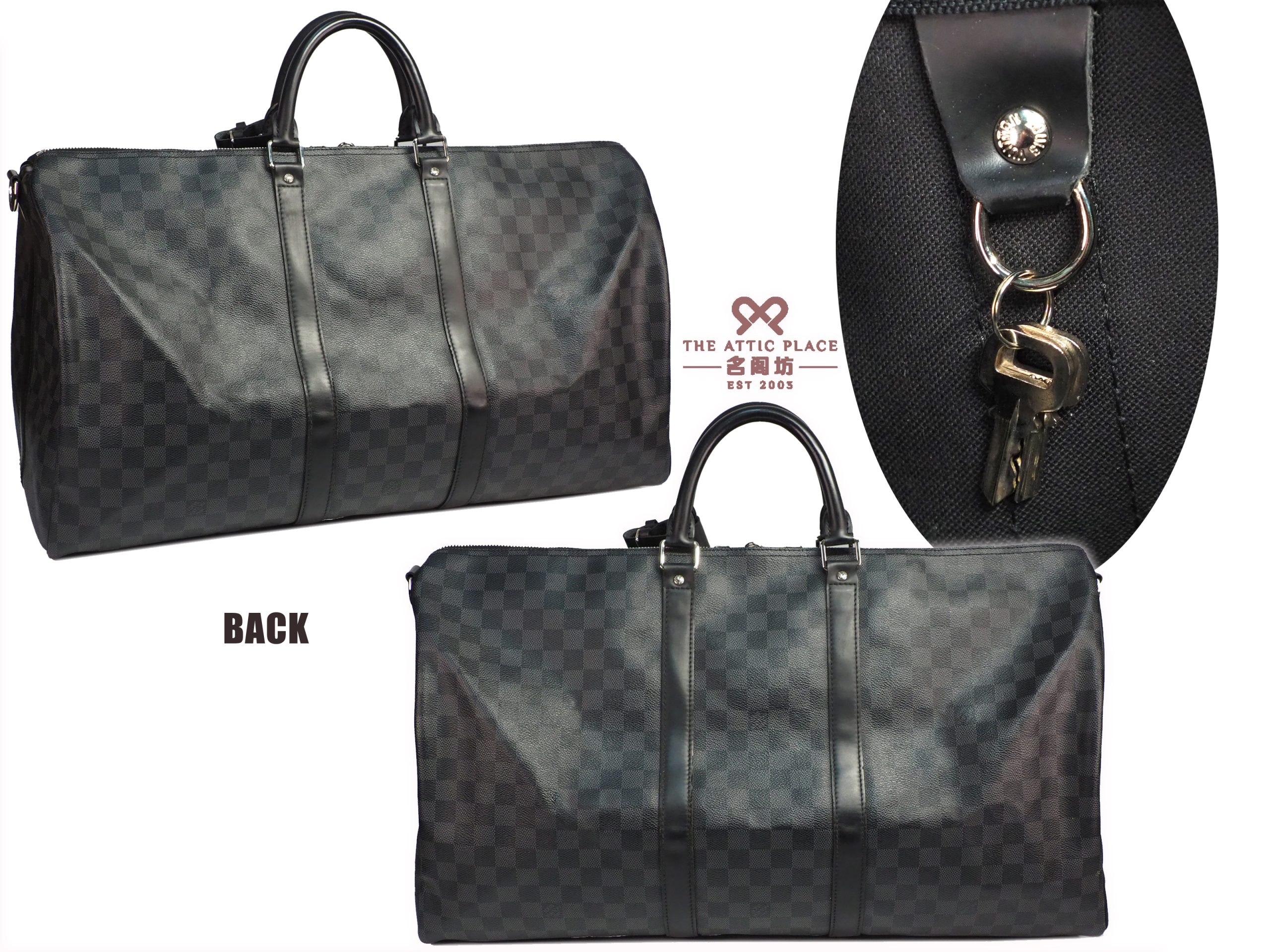 Louis Vuitton N41413 Damier Graphite Keepall 55 Bandouliere with Shoulder Strap (MB2174) - Image 3