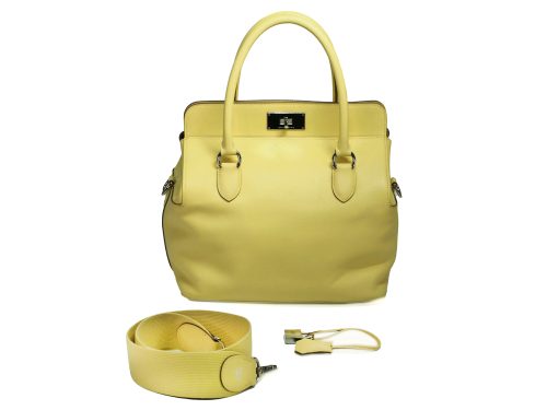 Hermes Toolbox 26 Swift Yellow w Amazona Strap Shoulder Bag- R Stamp