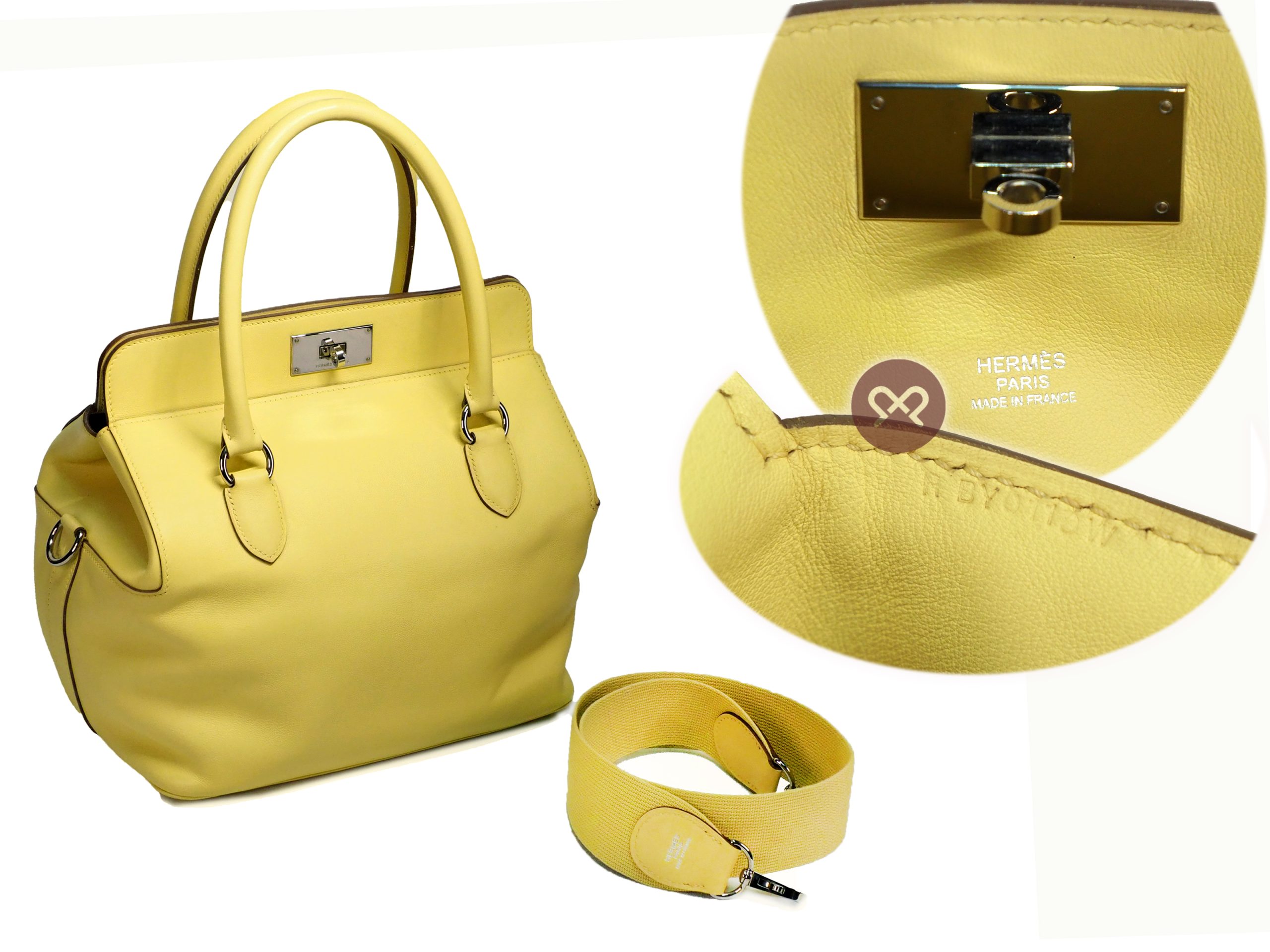 Hermes Toolbox 26 Swift Yellow w Amazona Strap Shoulder Bag- R Stamp - Image 2