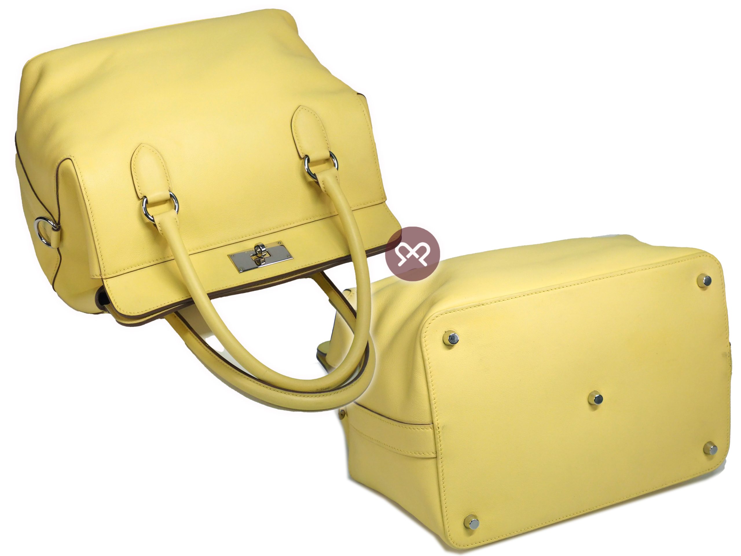 Hermes Toolbox 26 Swift Yellow w Amazona Strap Shoulder Bag- R Stamp - Image 4