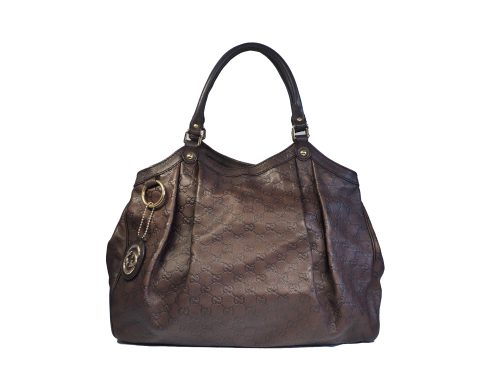 Gucci 211946 Ebene Guccissima Leather Sukey Large Tote