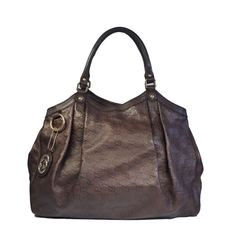 Gucci 211946 Ebene Guccissima Leather Sukey Large Tote