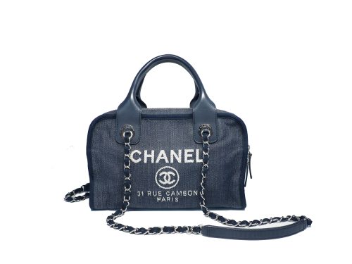 Chanel 20863545 Blue Denim Small Deauville Small Bowling Bag