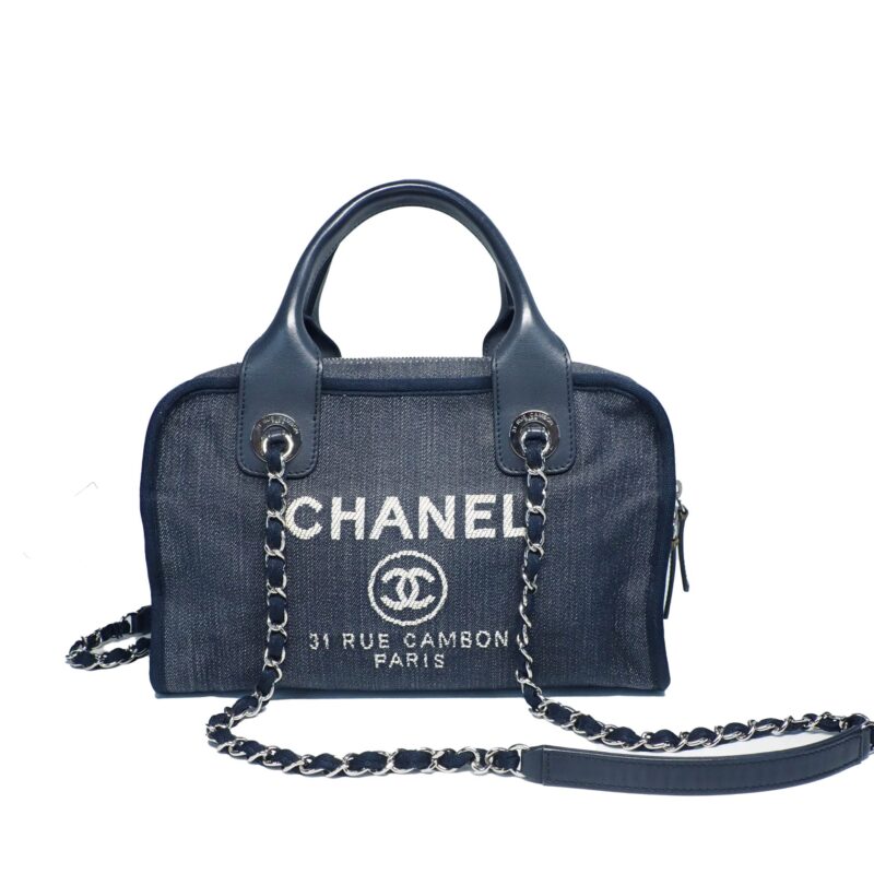 Chanel 20863545 Blue Denim Small Deauville Small Bowling Bag