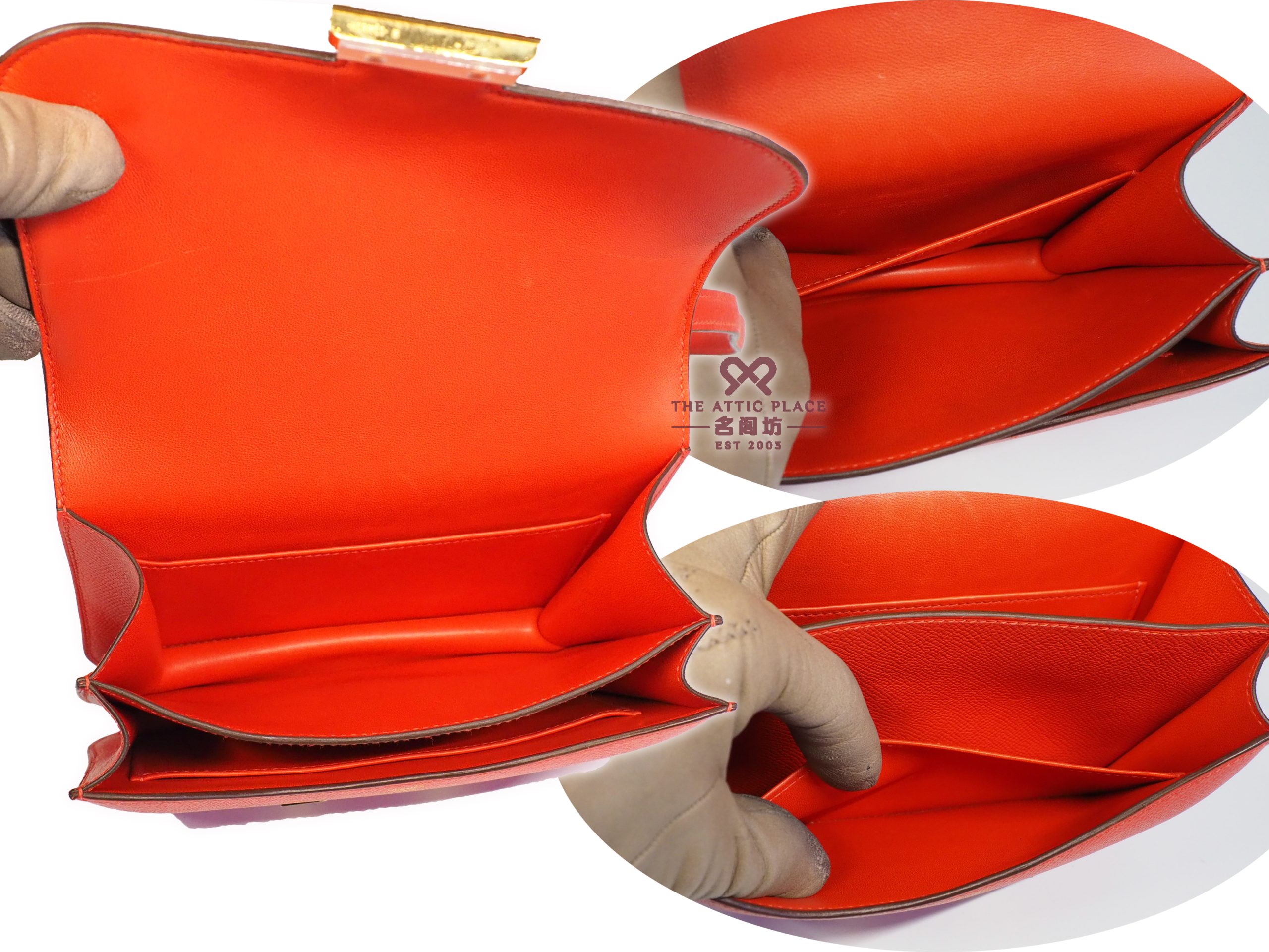 Hermes Constance 18cm Mini A Stamp Epsom Leather Orange/ Capucine Optique Gold Hardware - Image 8