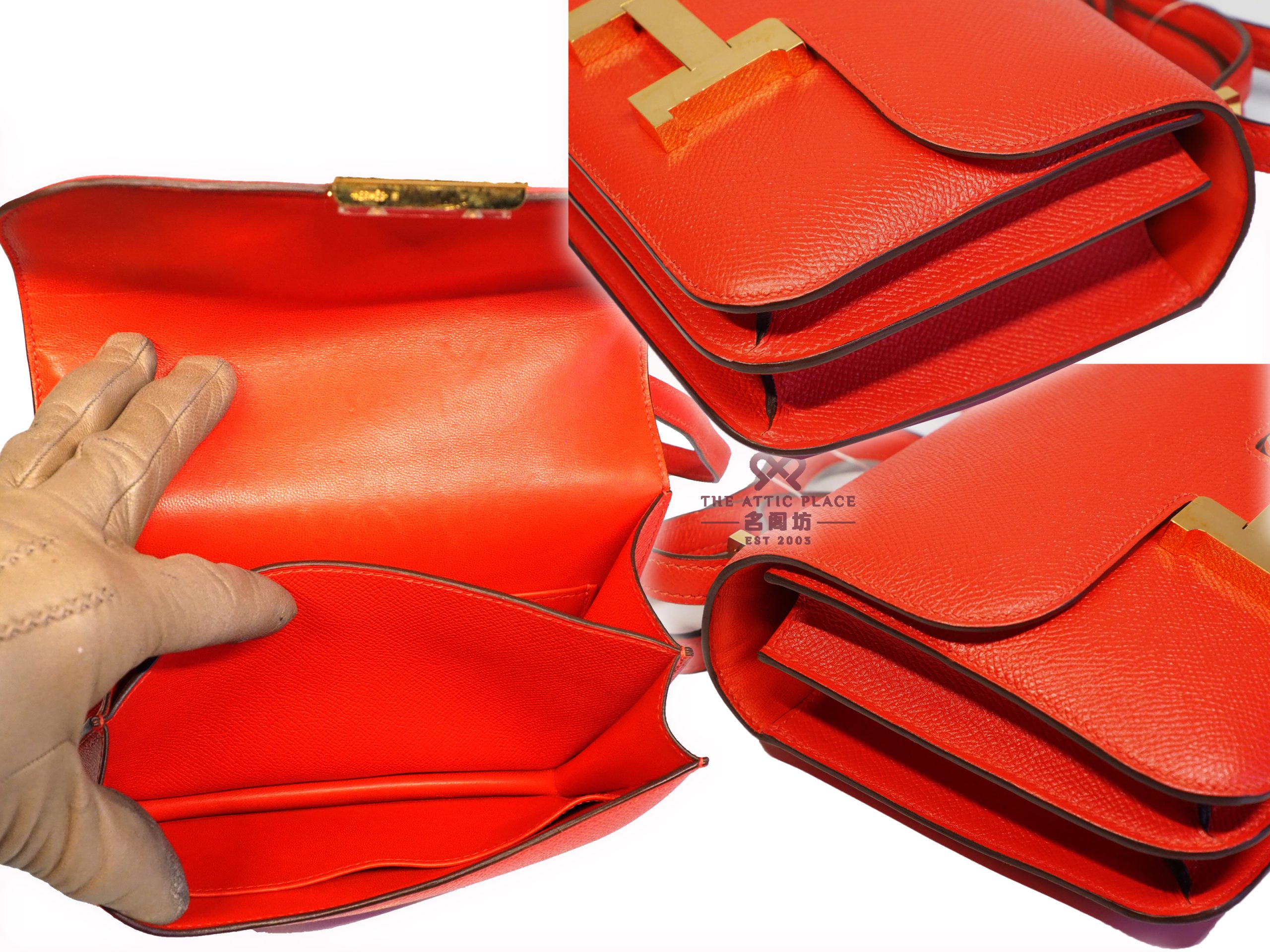 Hermes Constance 18cm Mini A Stamp Epsom Leather Orange/ Capucine Optique Gold Hardware - Image 7
