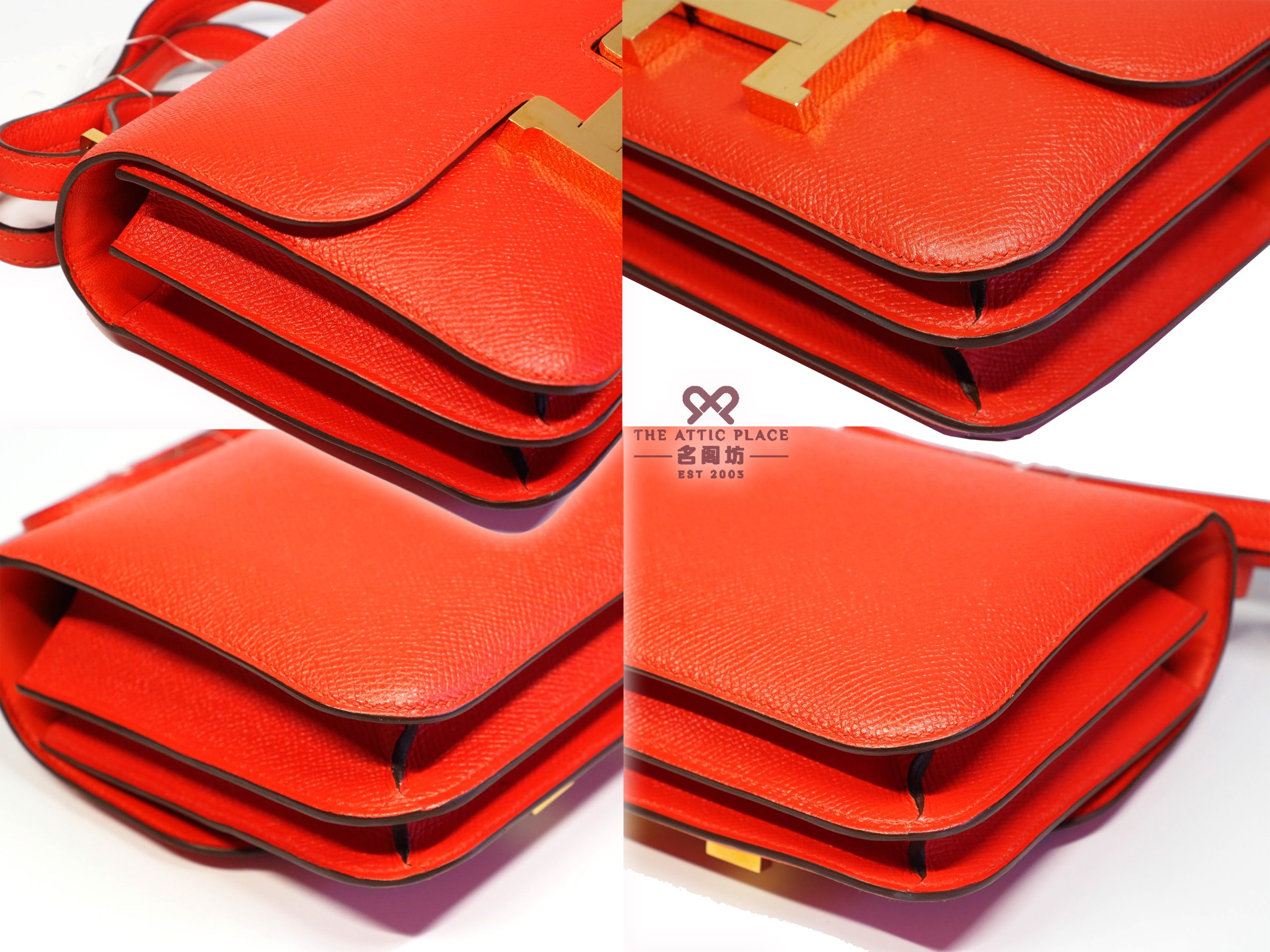 Hermes Constance 18cm Mini A Stamp Epsom Leather Orange/ Capucine Optique Gold Hardware - Image 6