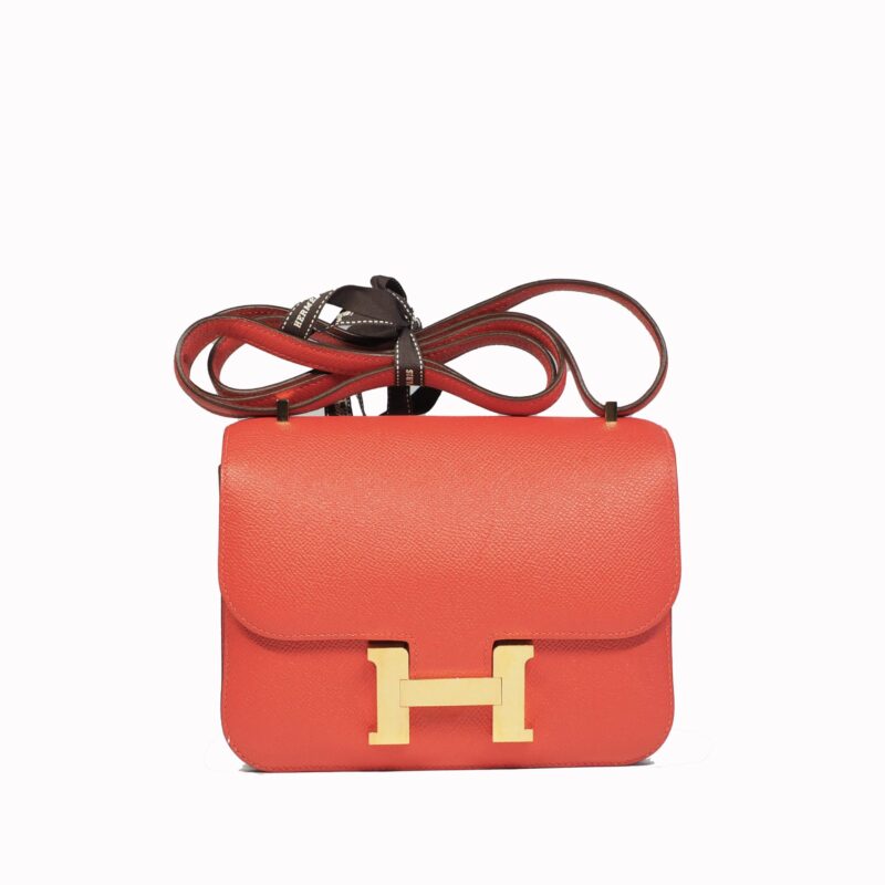 Hermes Constance 18cm Mini A Stamp Epsom Leather Orange/ Capucine Optique Gold Hardware