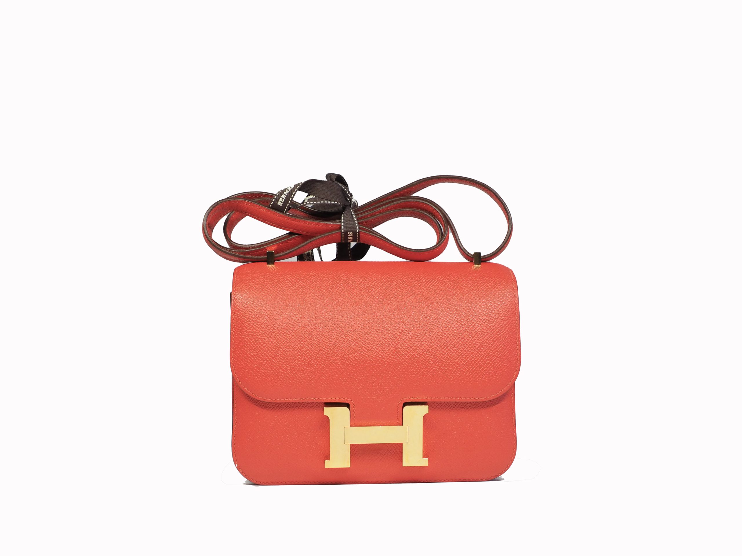 Hermes Constance 18cm Mini A Stamp Epsom Leather Orange/ Capucine Optique Gold Hardware