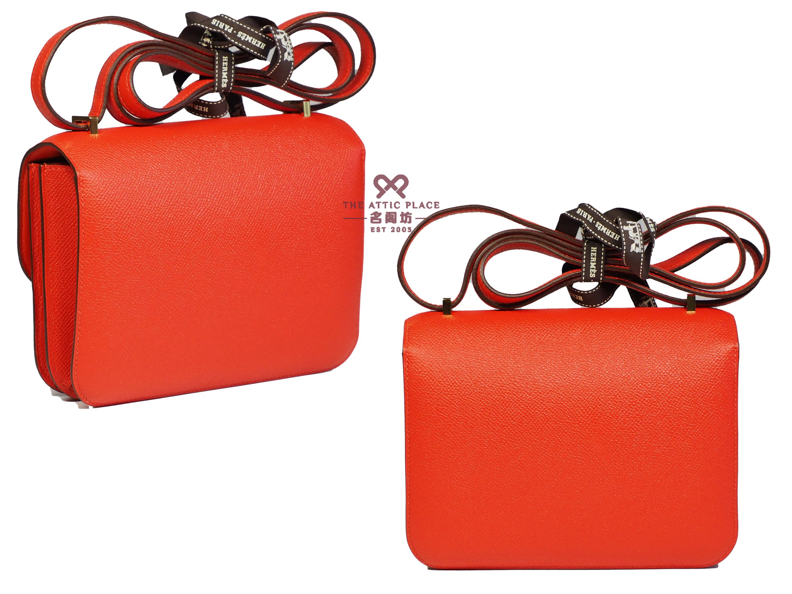Hermes Constance 18cm Mini A Stamp Epsom Leather Orange/ Capucine Optique Gold Hardware - Image 3