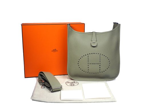 Brand New ! Hermes Evelyne 29cm W Stamp Sauge ( Sage Green) Clemence Leather Messenger/ Crossbody Bag