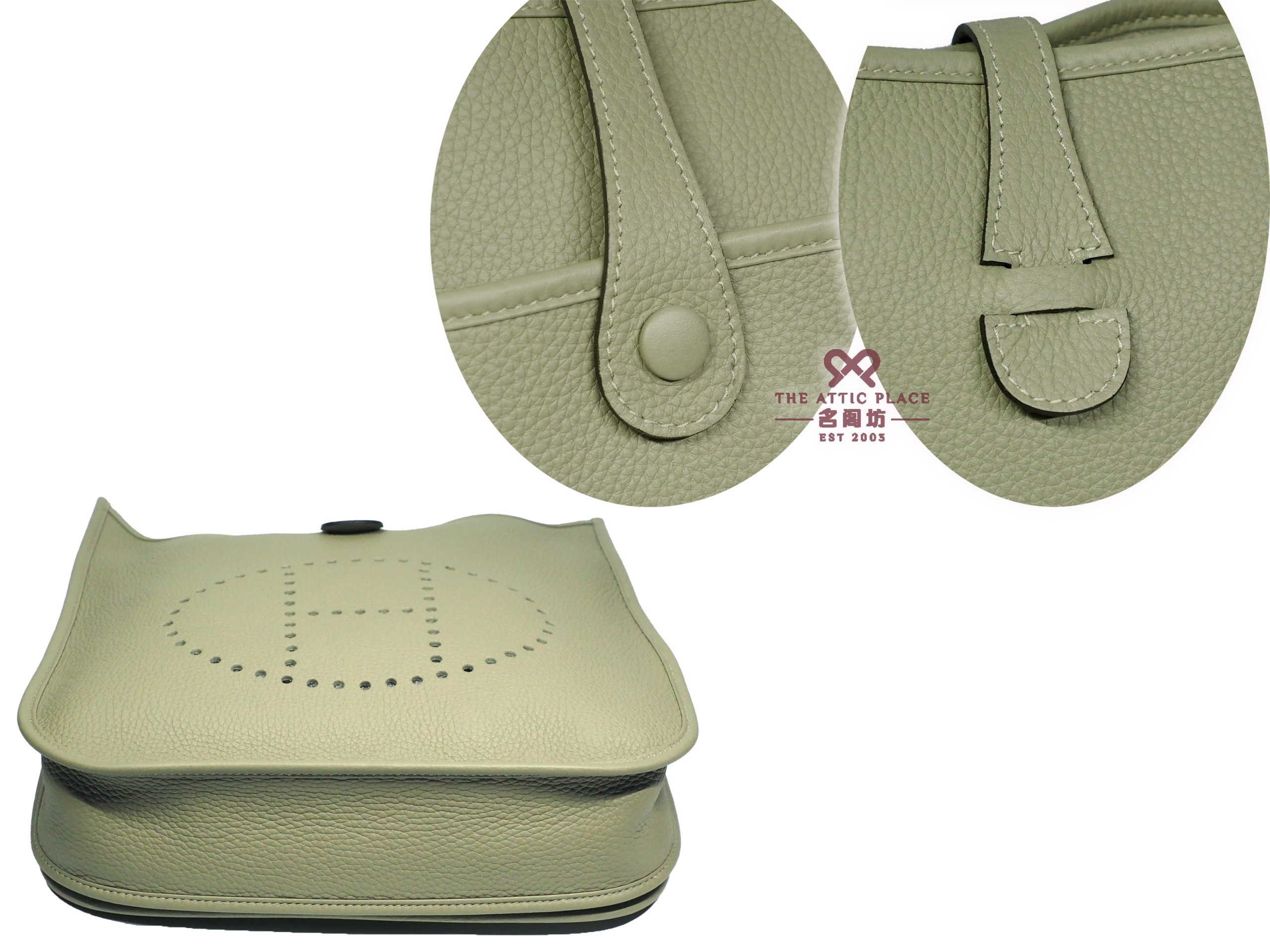 Brand New ! Hermes Evelyne 29cm W Stamp Sauge ( Sage Green) Clemence Leather Messenger/ Crossbody Bag - Image 4